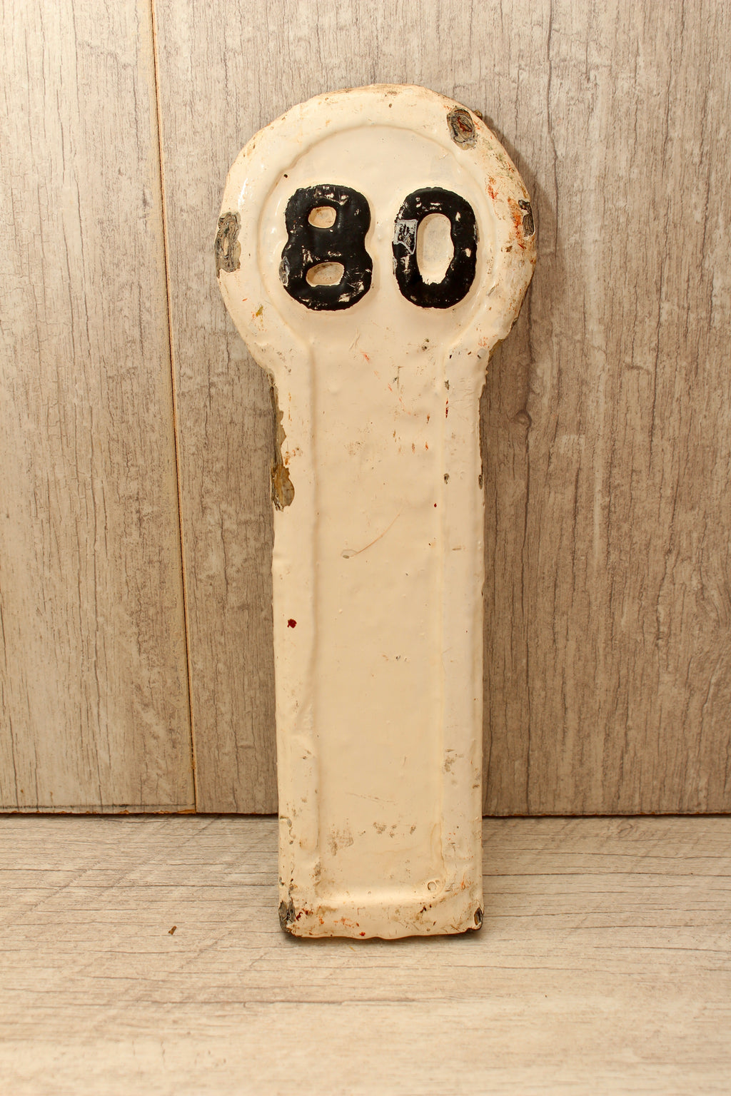 Authentic Antique Lancashire & Yorkshire Railway Cast Iron Signal Box Lever Plate – No. 80