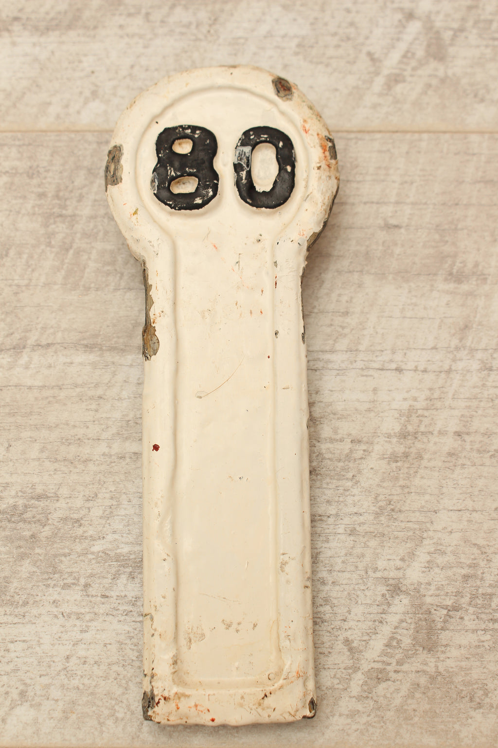 Authentic Antique Lancashire & Yorkshire Railway Cast Iron Signal Box Lever Plate – No. 80