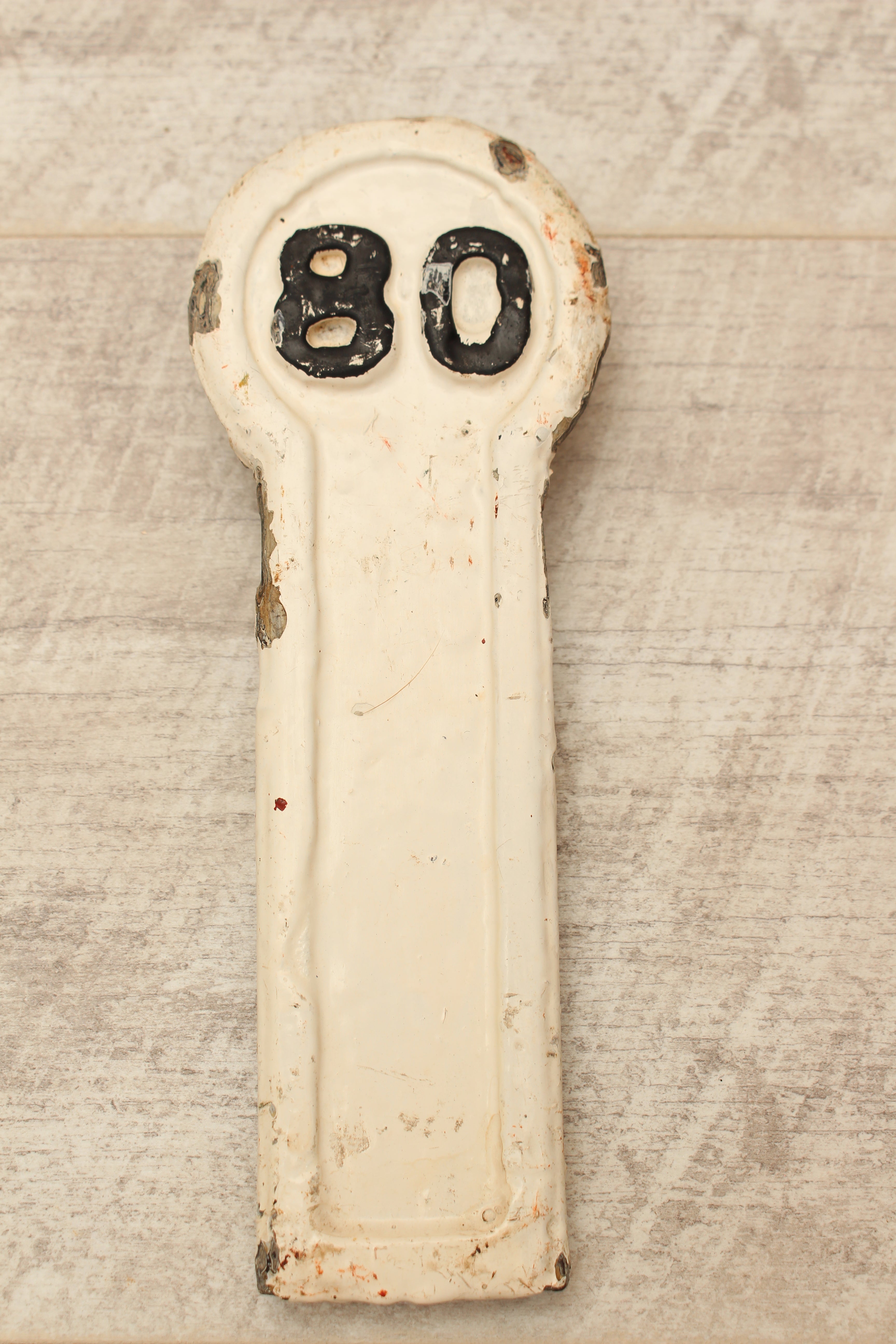 Authentic Antique Lancashire & Yorkshire Railway Cast Iron Signal Box Lever Plate – No. 80