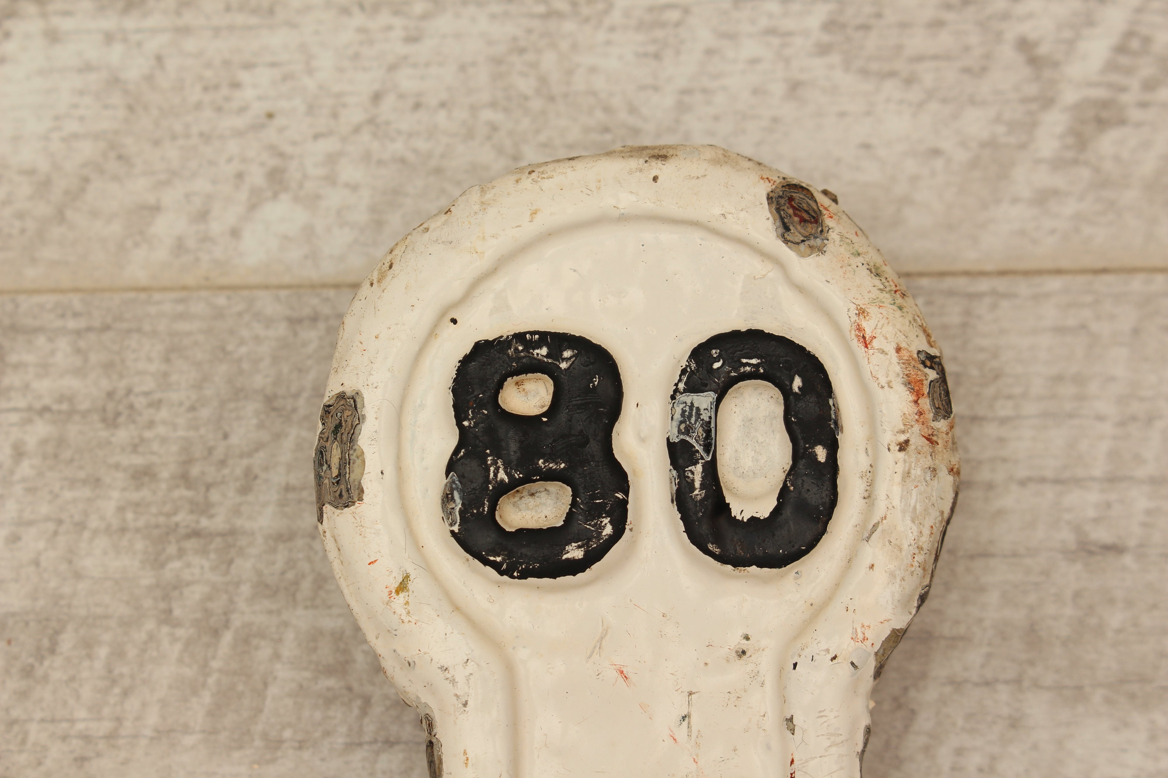 Authentic Antique Lancashire & Yorkshire Railway Cast Iron Signal Box Lever Plate – No. 80
