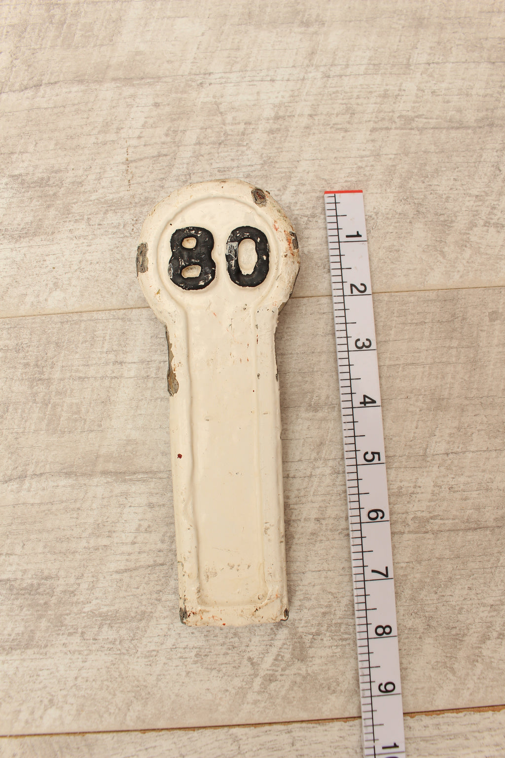 Authentic Antique Lancashire & Yorkshire Railway Cast Iron Signal Box Lever Plate – No. 80