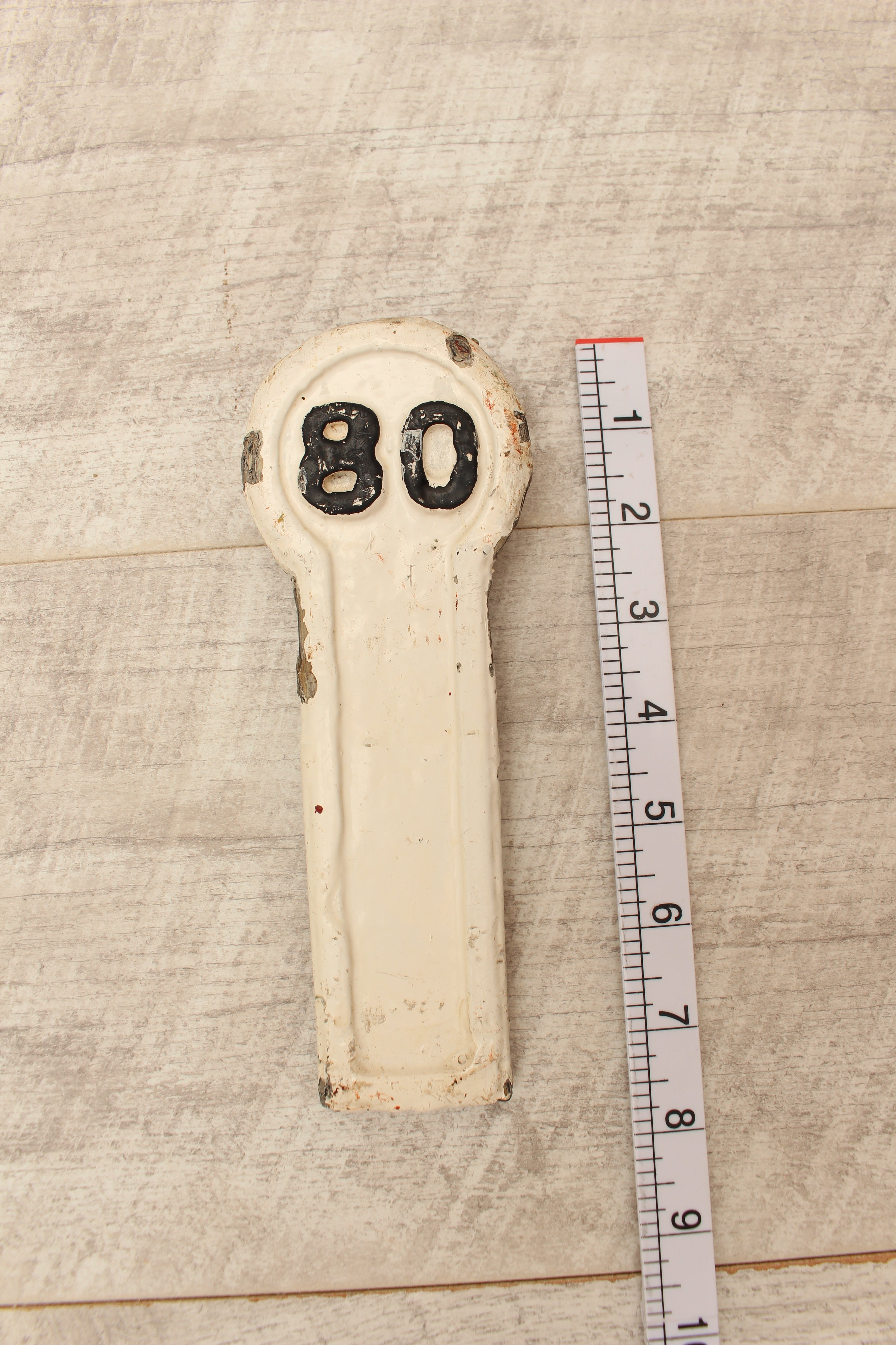 Authentic Antique Lancashire & Yorkshire Railway Cast Iron Signal Box Lever Plate – No. 80