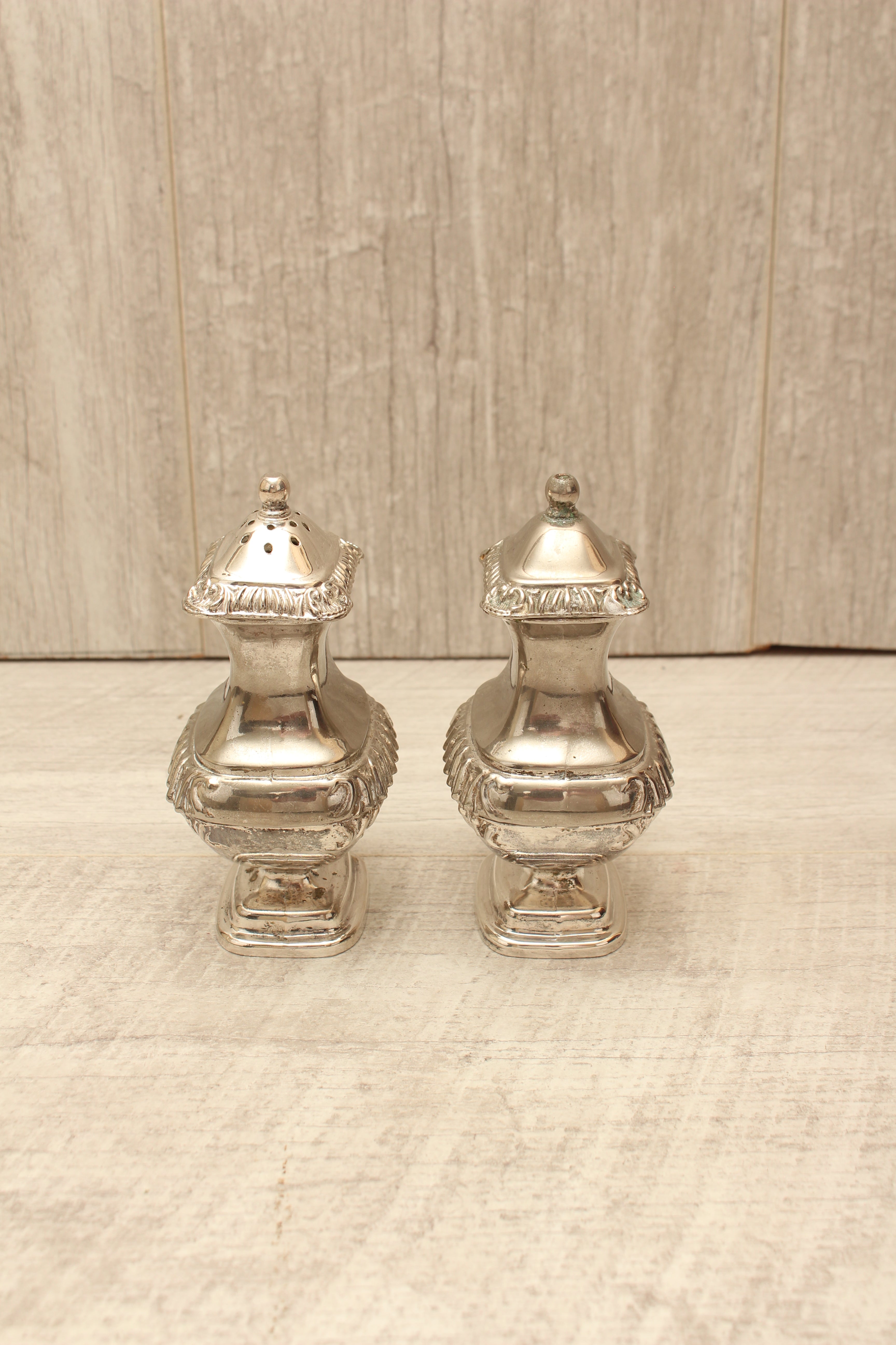 Vintage Grenadier Silver Plated Salt and Pepper Shakers – Ornate Georgian Style (Made in England)