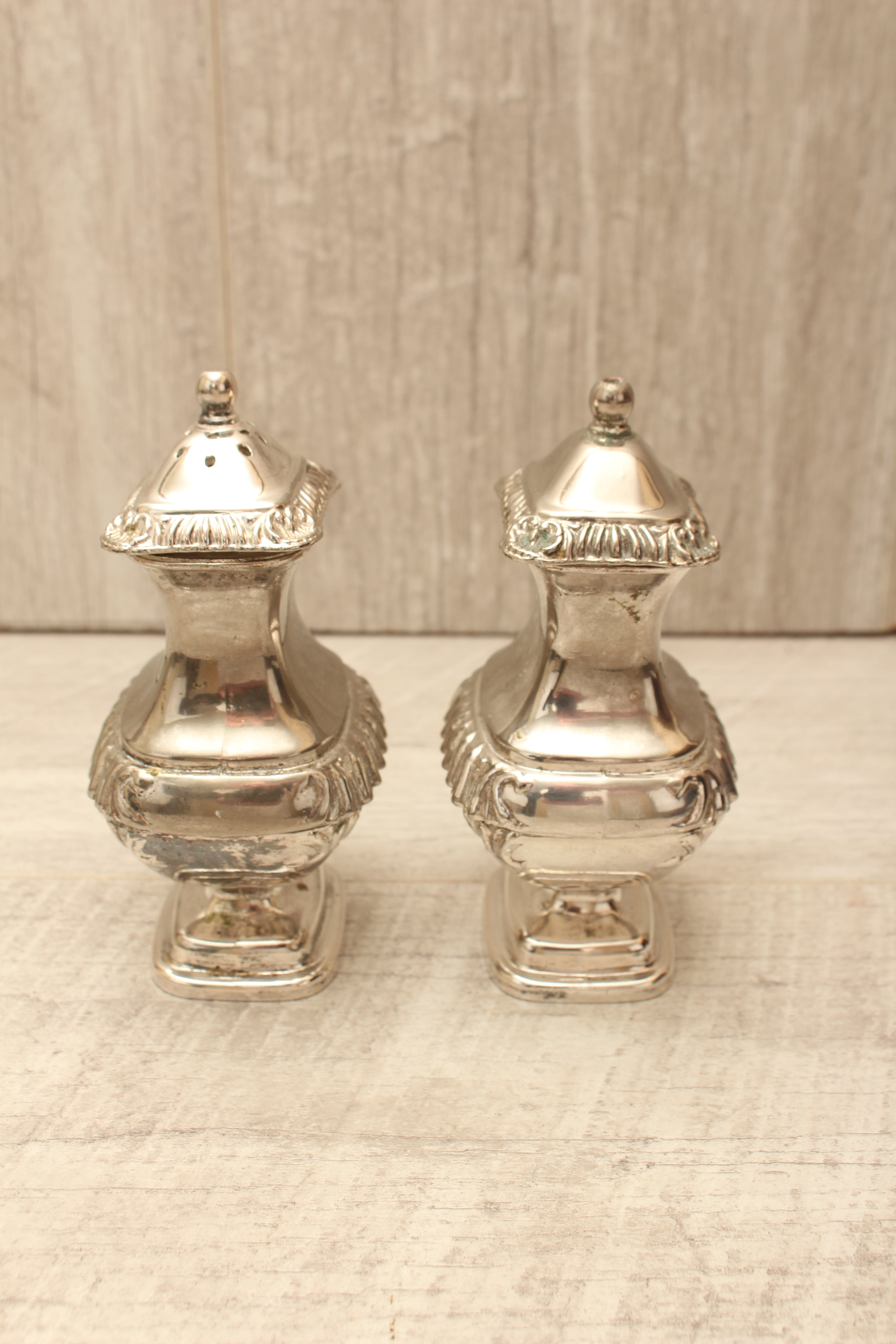 Vintage Grenadier Silver Plated Salt and Pepper Shakers – Ornate Georgian Style (Made in England)