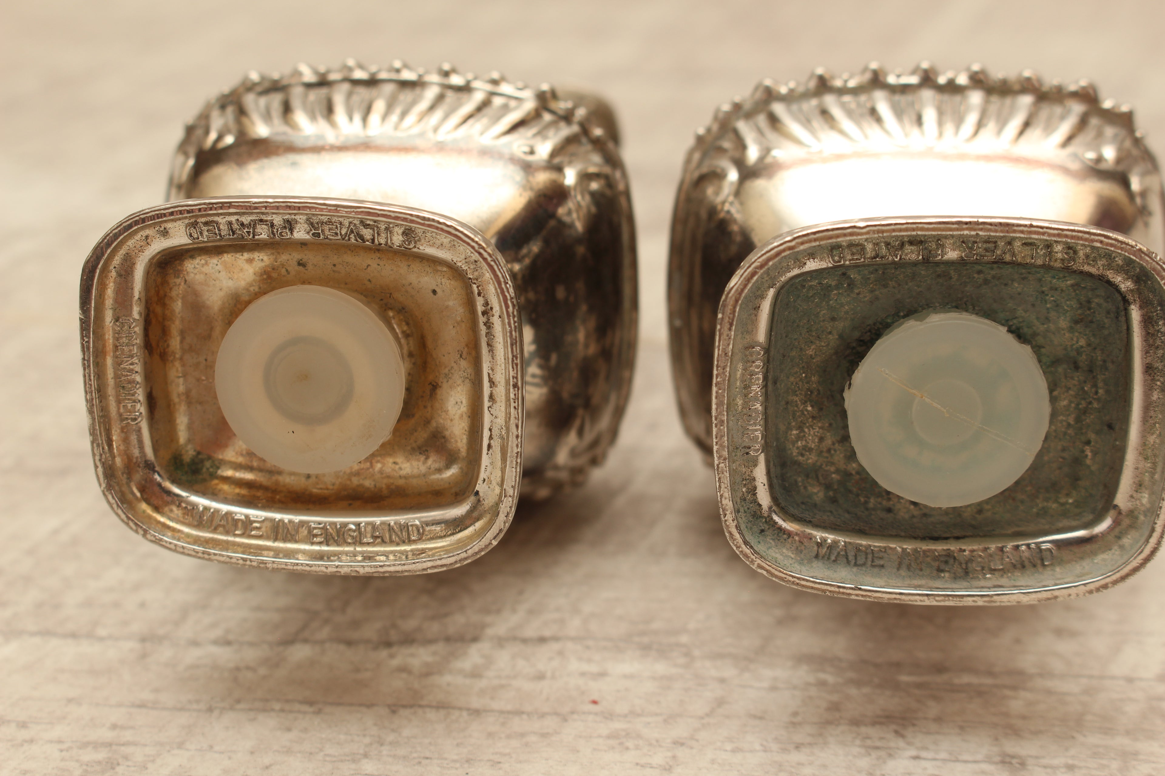 Vintage Grenadier Silver Plated Salt and Pepper Shakers – Ornate Georgian Style (Made in England)