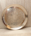 Vintage Silver Plated on Copper Engraved Round Serving Tray - Made in England