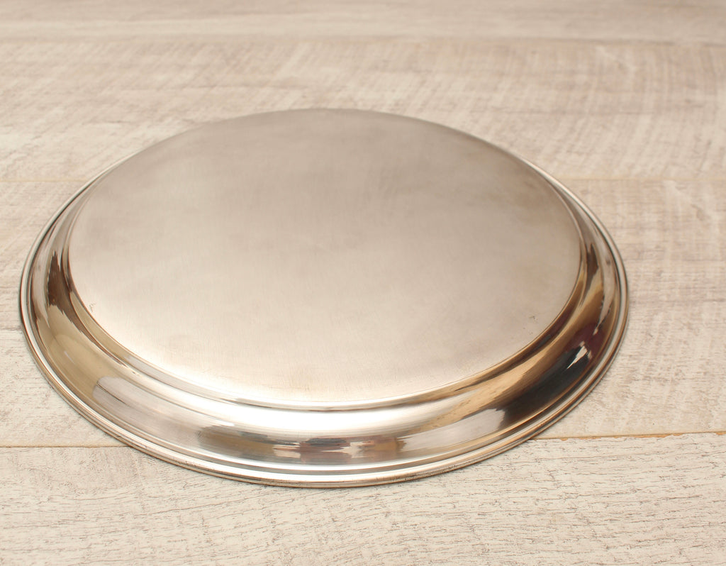 Vintage Silver Plated on Copper Engraved Round Serving Tray - Made in England