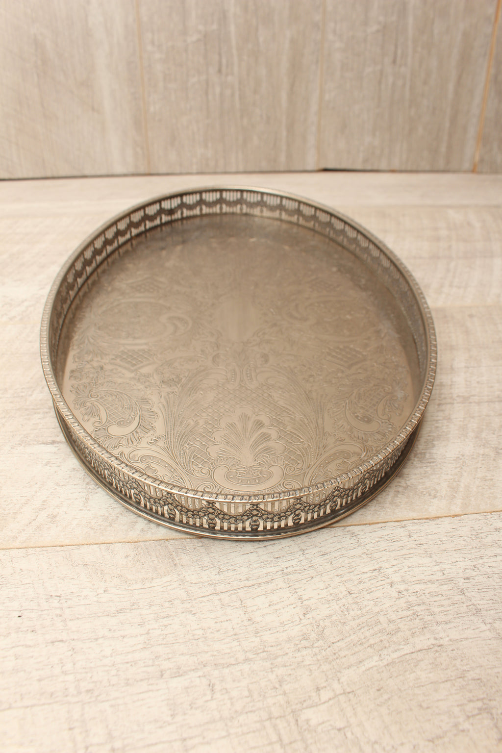 Vintage Towle Silver Plated on Copper Oval Gallery Serving Tray - Handcrafted in Sheffield England