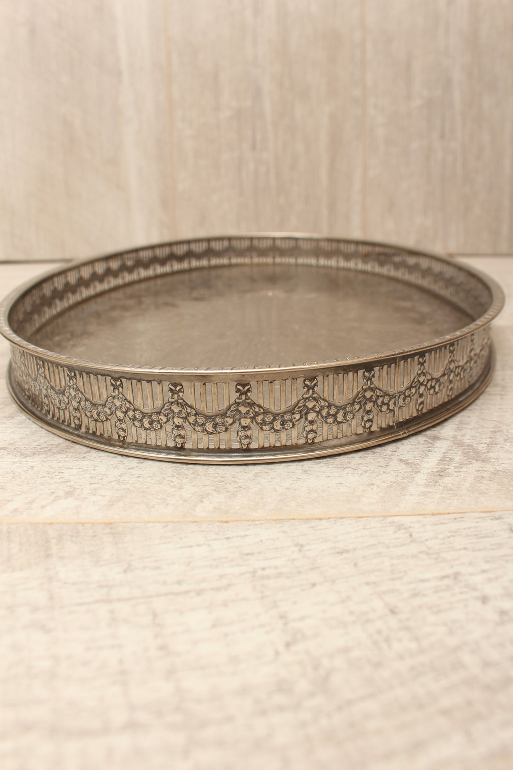 Vintage Towle Silver Plated on Copper Oval Gallery Serving Tray - Handcrafted in Sheffield England