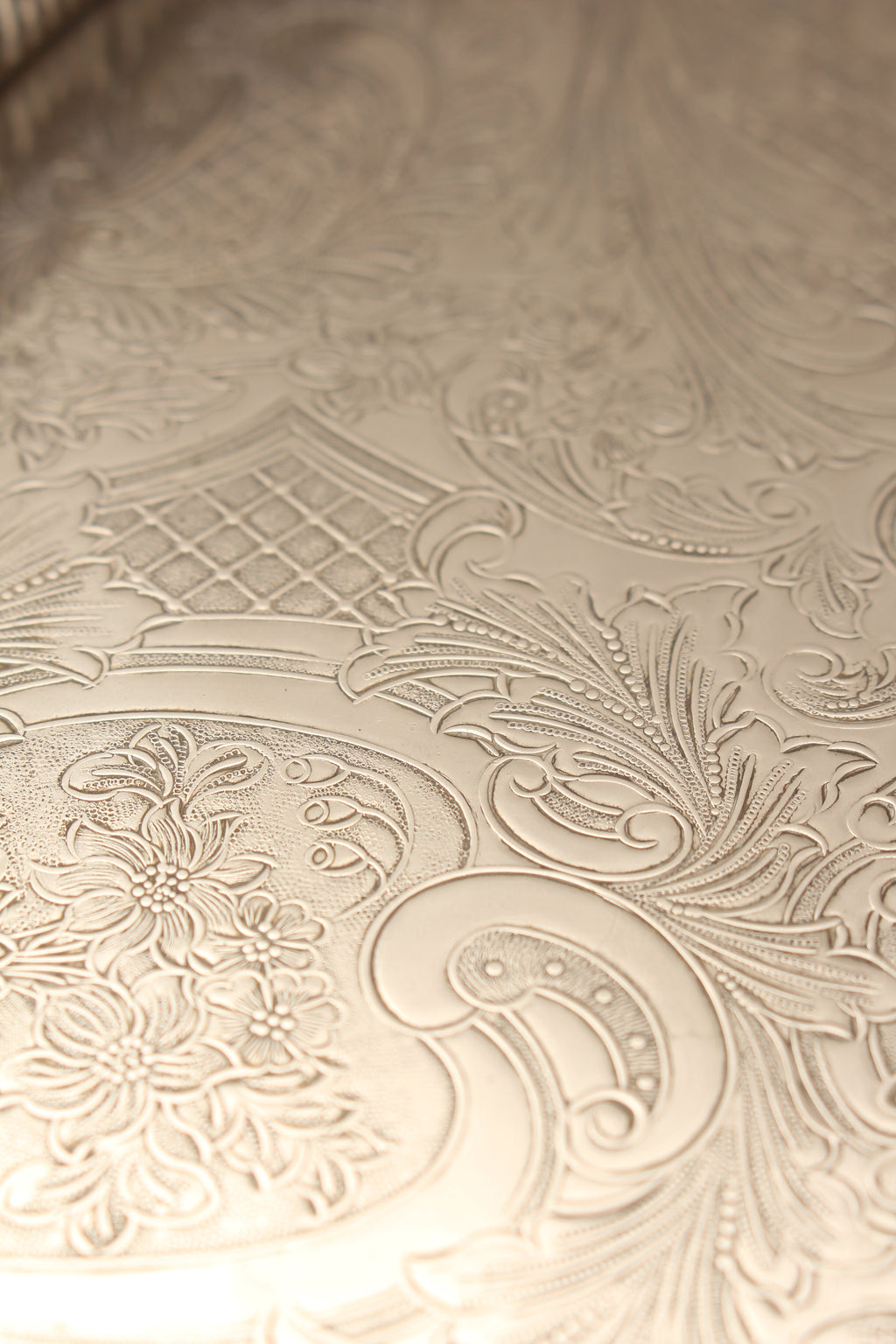 Vintage Towle Silver Plated on Copper Oval Gallery Serving Tray - Handcrafted in Sheffield England