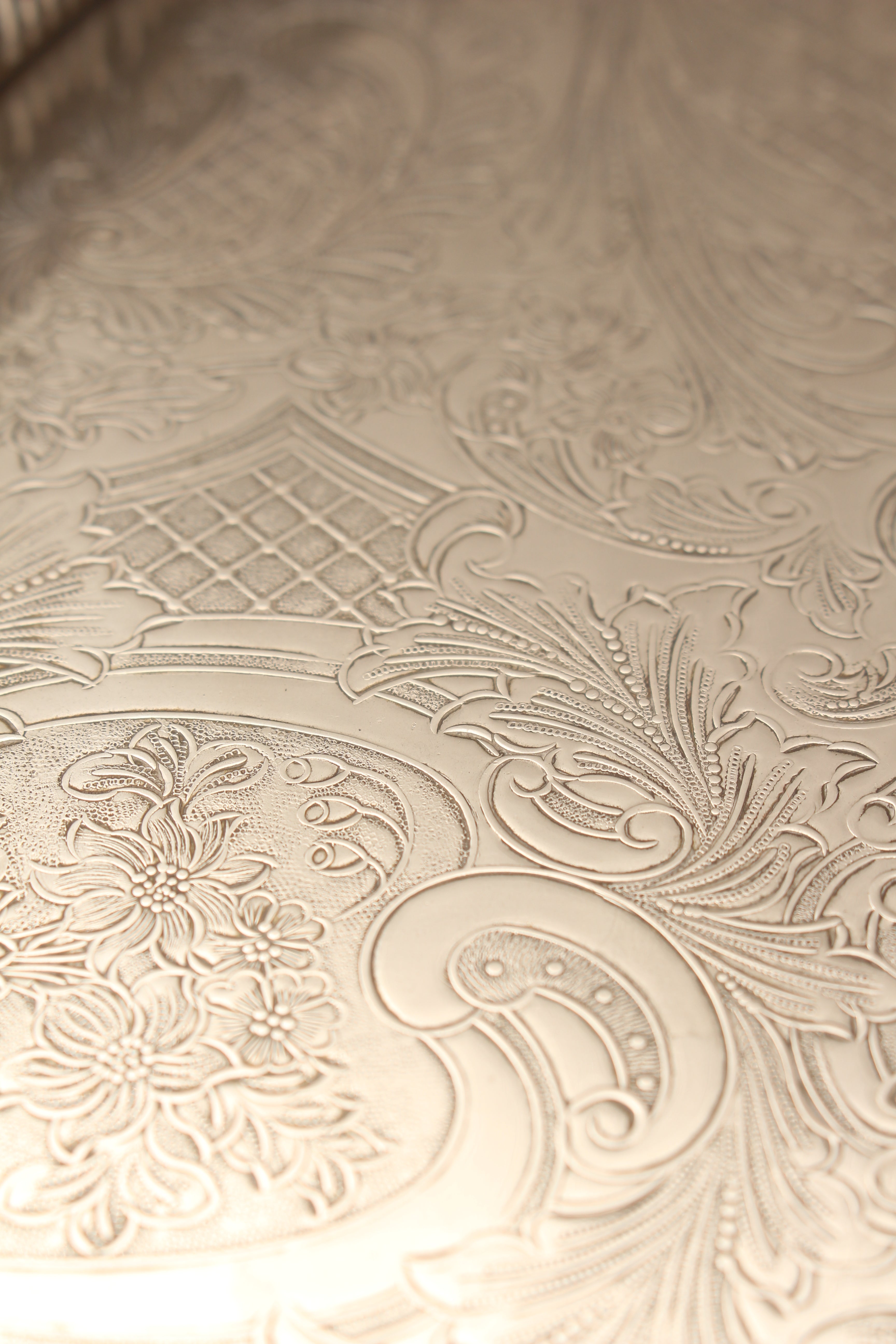 Vintage Towle Silver Plated on Copper Oval Gallery Serving Tray - Handcrafted in Sheffield England