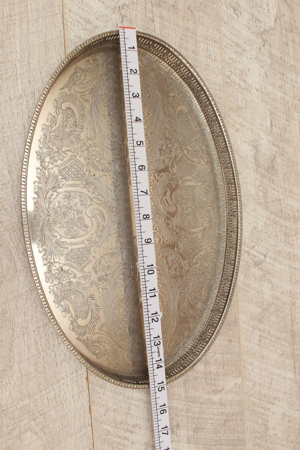 Vintage Towle Silver Plated on Copper Oval Gallery Serving Tray - Handcrafted in Sheffield England