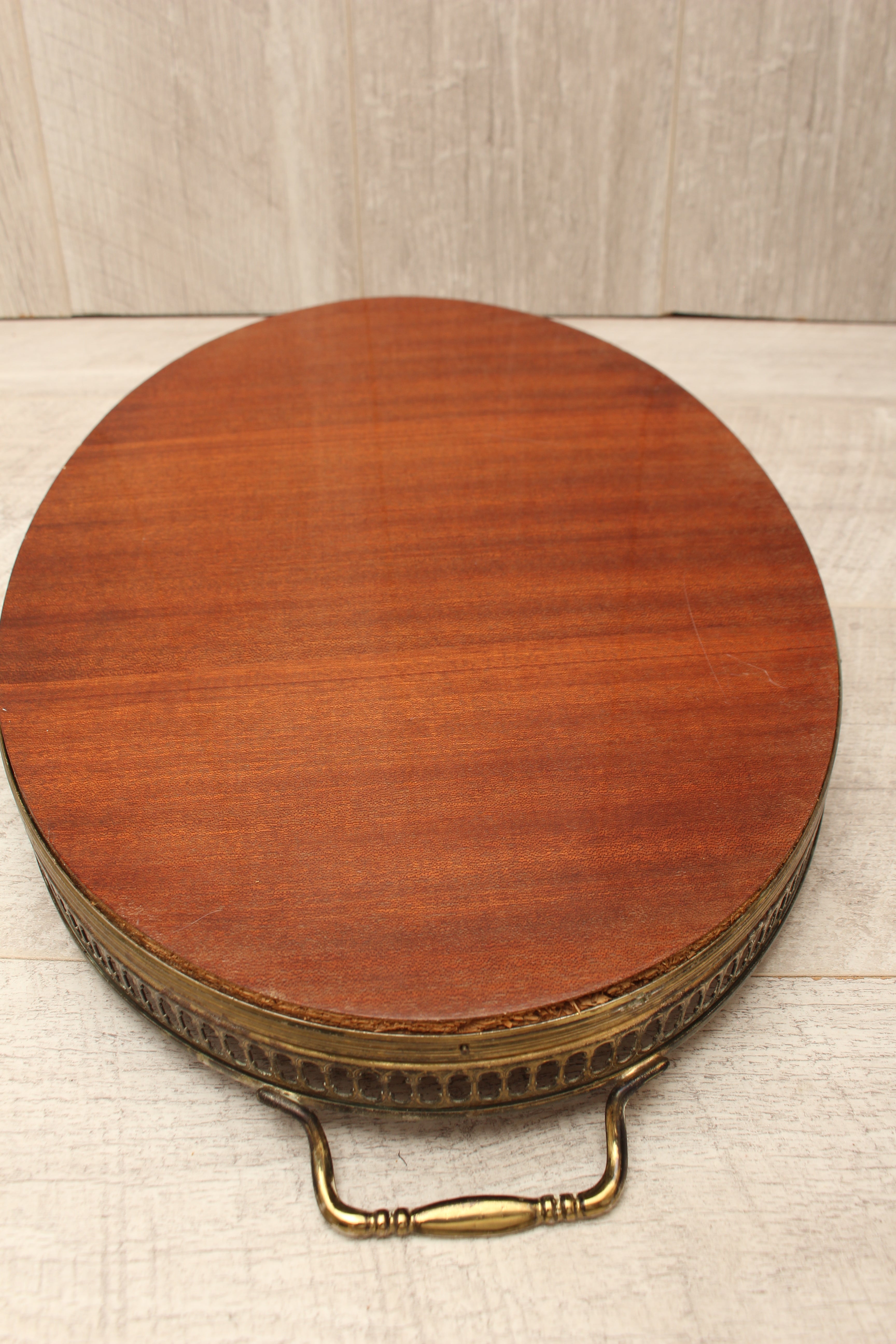Large Vintage Sorrento Oval Wood Marquetry Gallery Tray - Inlaid Floral Serving Platter