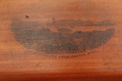 Antique Mauchline Ware Sycamore Trinket Box - Derwentwater From Castle Hill c.1890