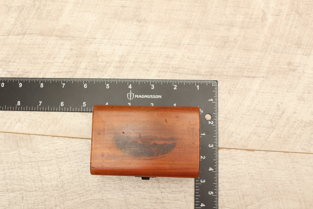 Antique Mauchline Ware Sycamore Trinket Box - Derwentwater From Castle Hill c.1890