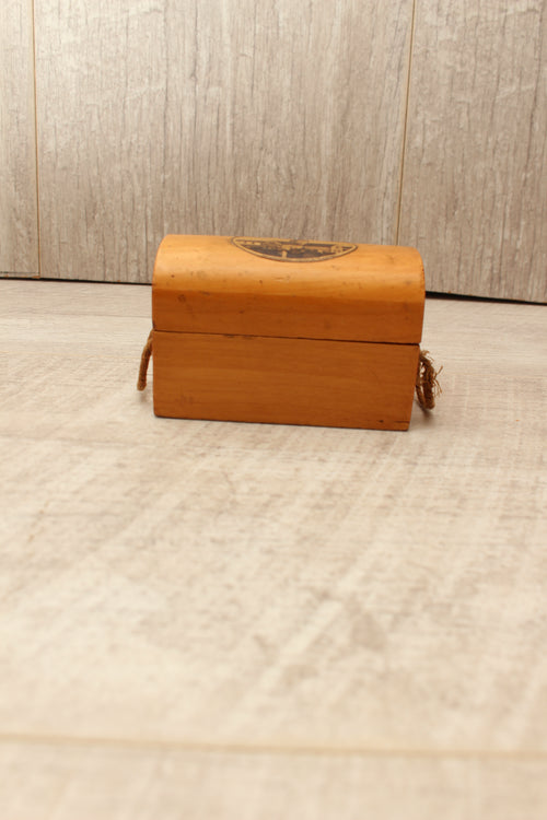 Antique Mauchline Ware Sycamore Dome Top String Box - Established Church Lauder c.1890