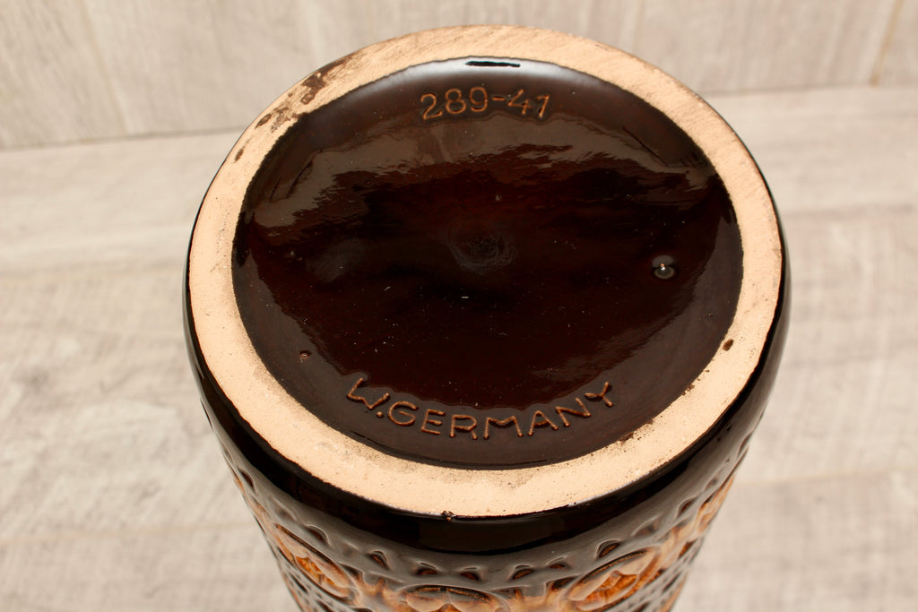 Large Vintage Scheurich 289-41 West German Pottery Floor Vase - Foligna Aztec Pattern