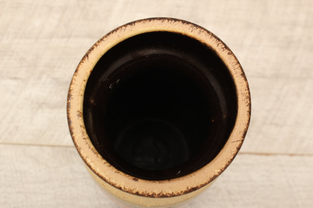 Vintage Scheurich 242-22 West German Pottery Vase - Mid-Century Orange & Cream Banded Ceramic