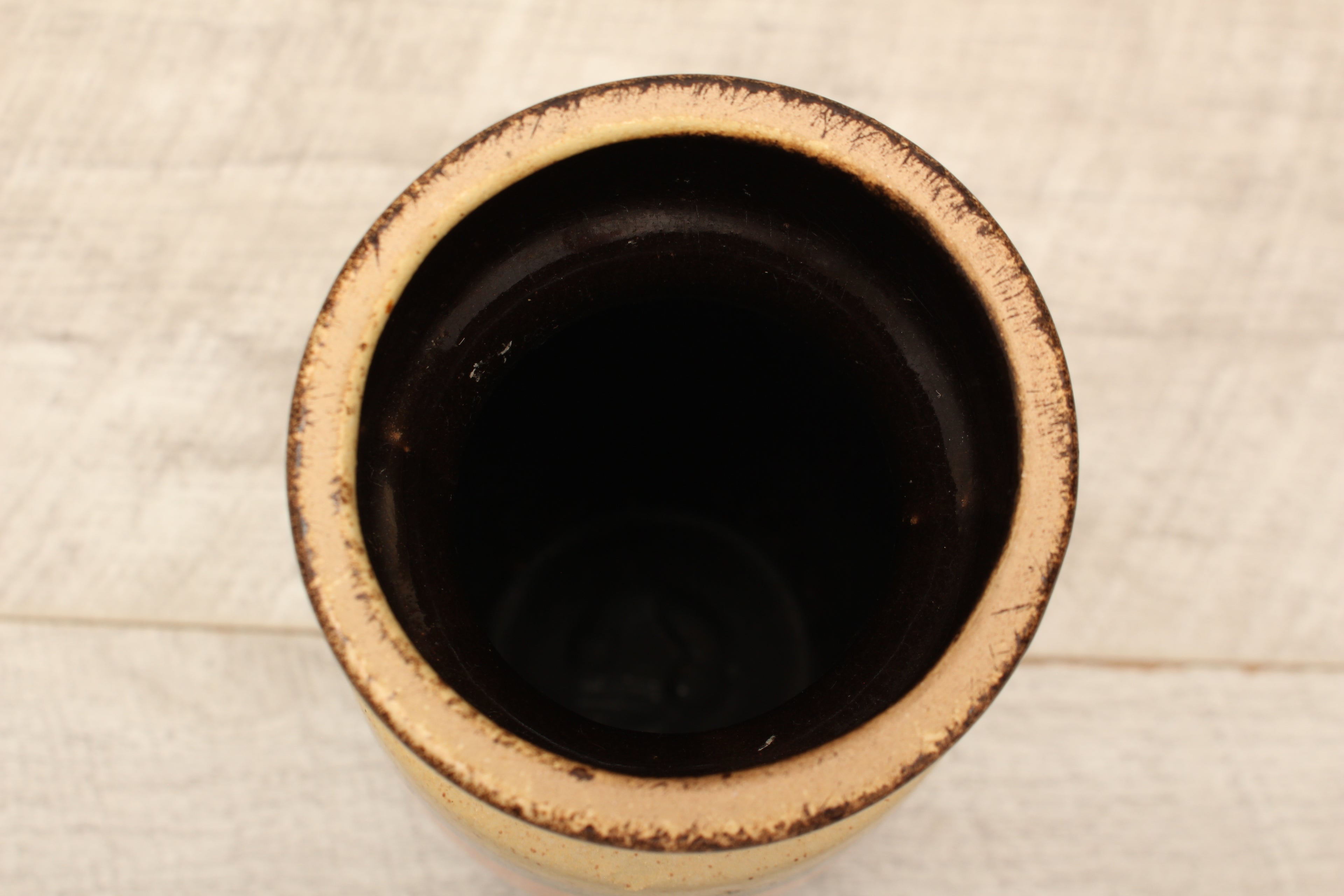 Vintage Scheurich 242-22 West German Pottery Vase - Mid-Century Orange & Cream Banded Ceramic