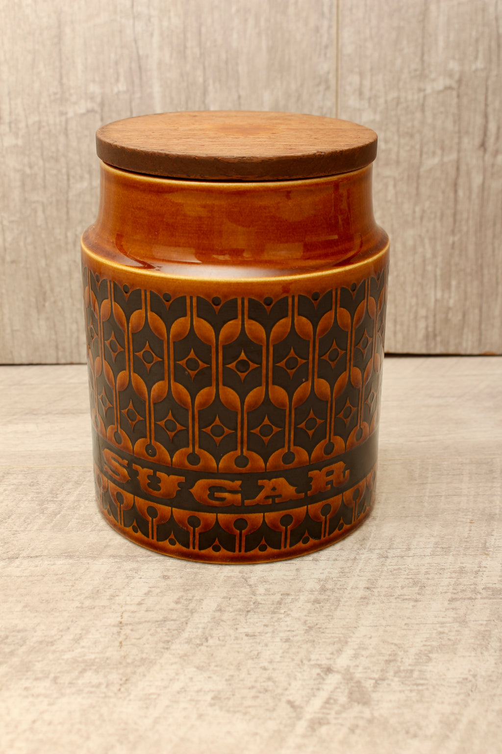 Vintage Hornsea Pottery Heirloom Autumn Brown Sugar Jar - 1973 Mid-Century Cannister