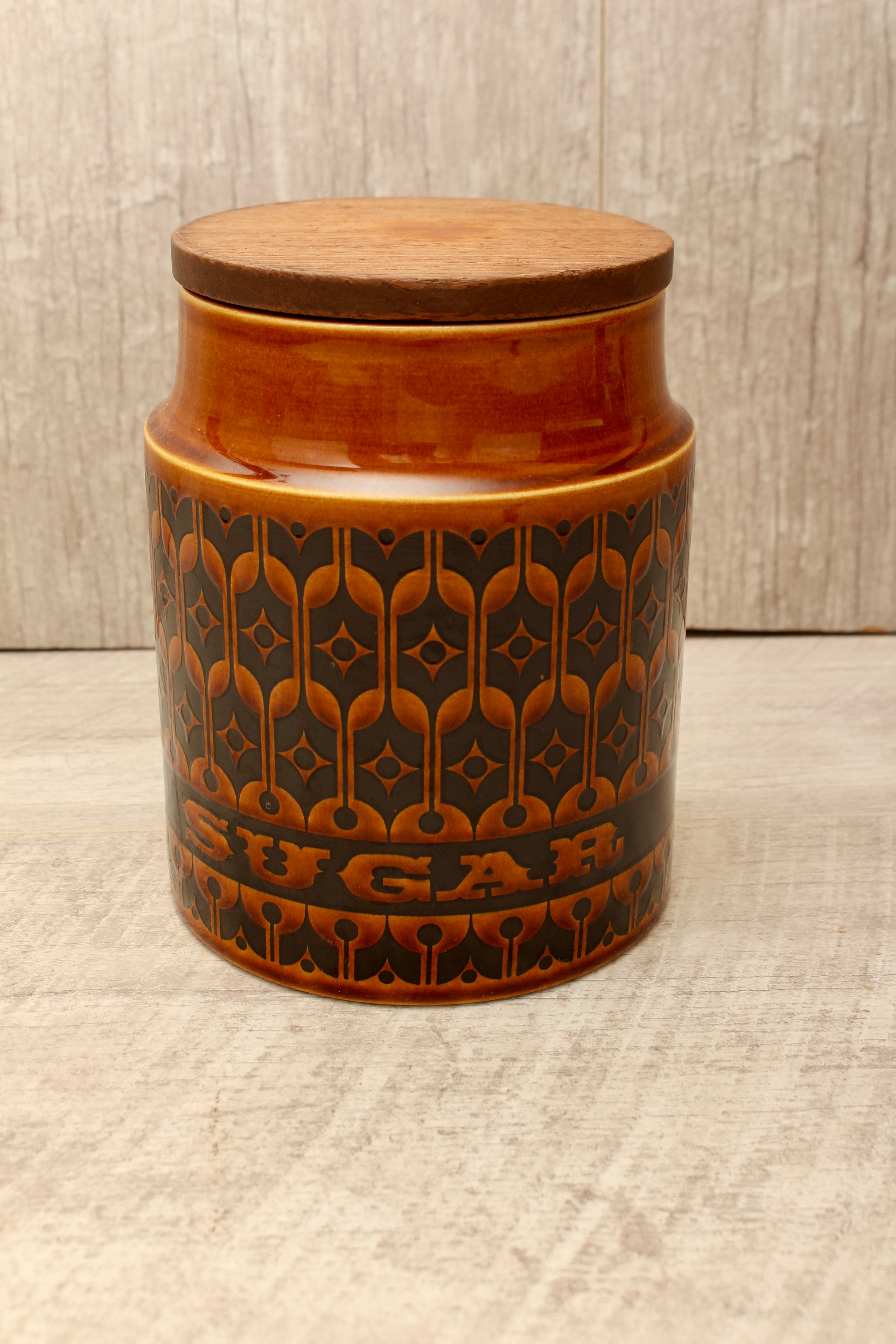 Vintage Hornsea Pottery Heirloom Autumn Brown Sugar Jar - 1973 Mid-Century Cannister