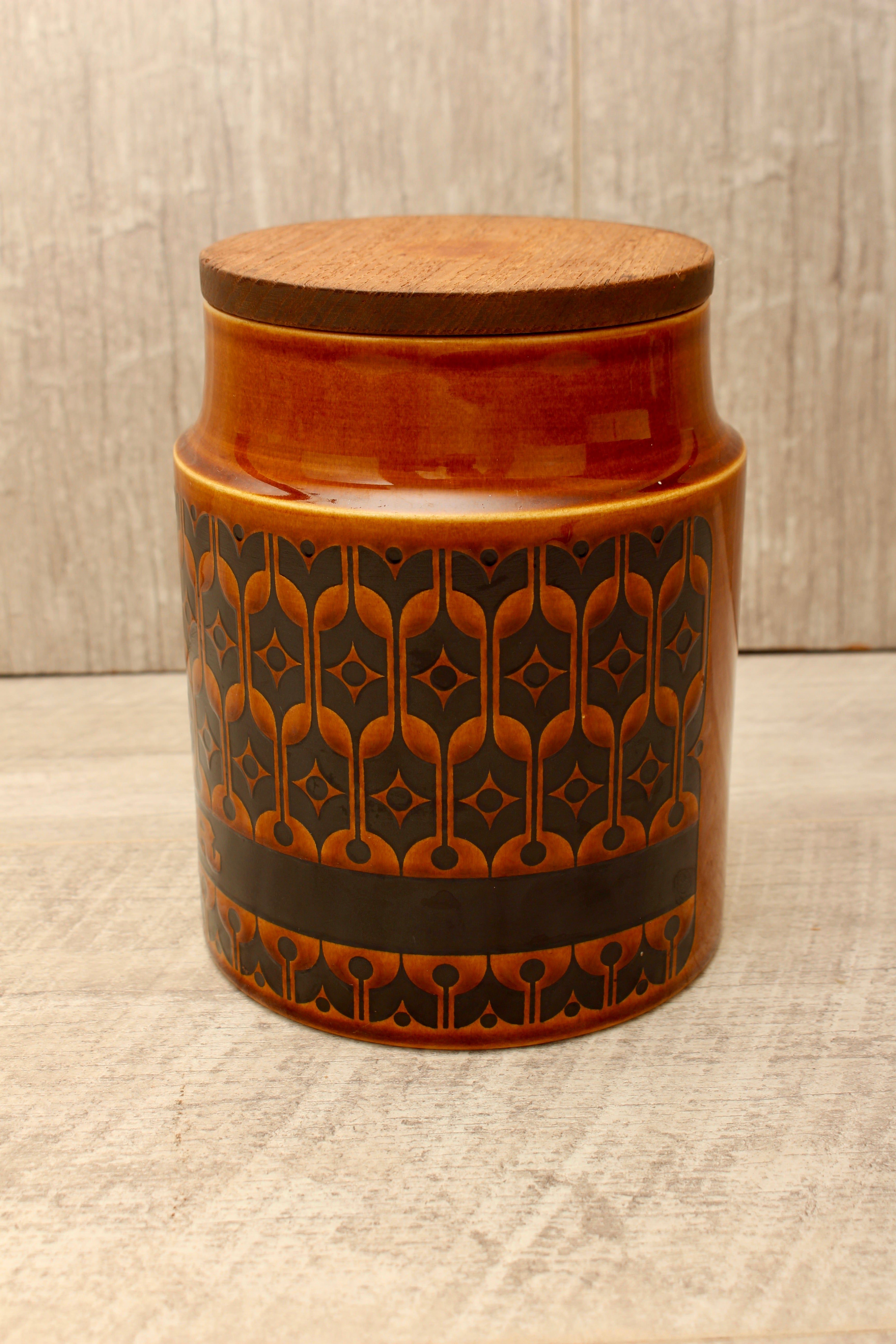 Vintage Hornsea Pottery Heirloom Autumn Brown Sugar Jar - 1973 Mid-Century Cannister