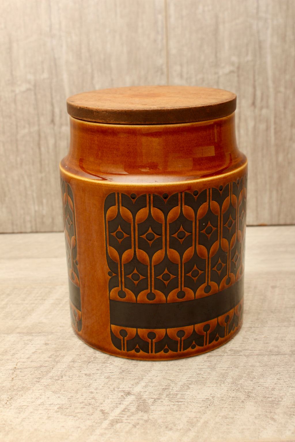 Vintage Hornsea Pottery Heirloom Autumn Brown Sugar Jar - 1973 Mid-Century Cannister