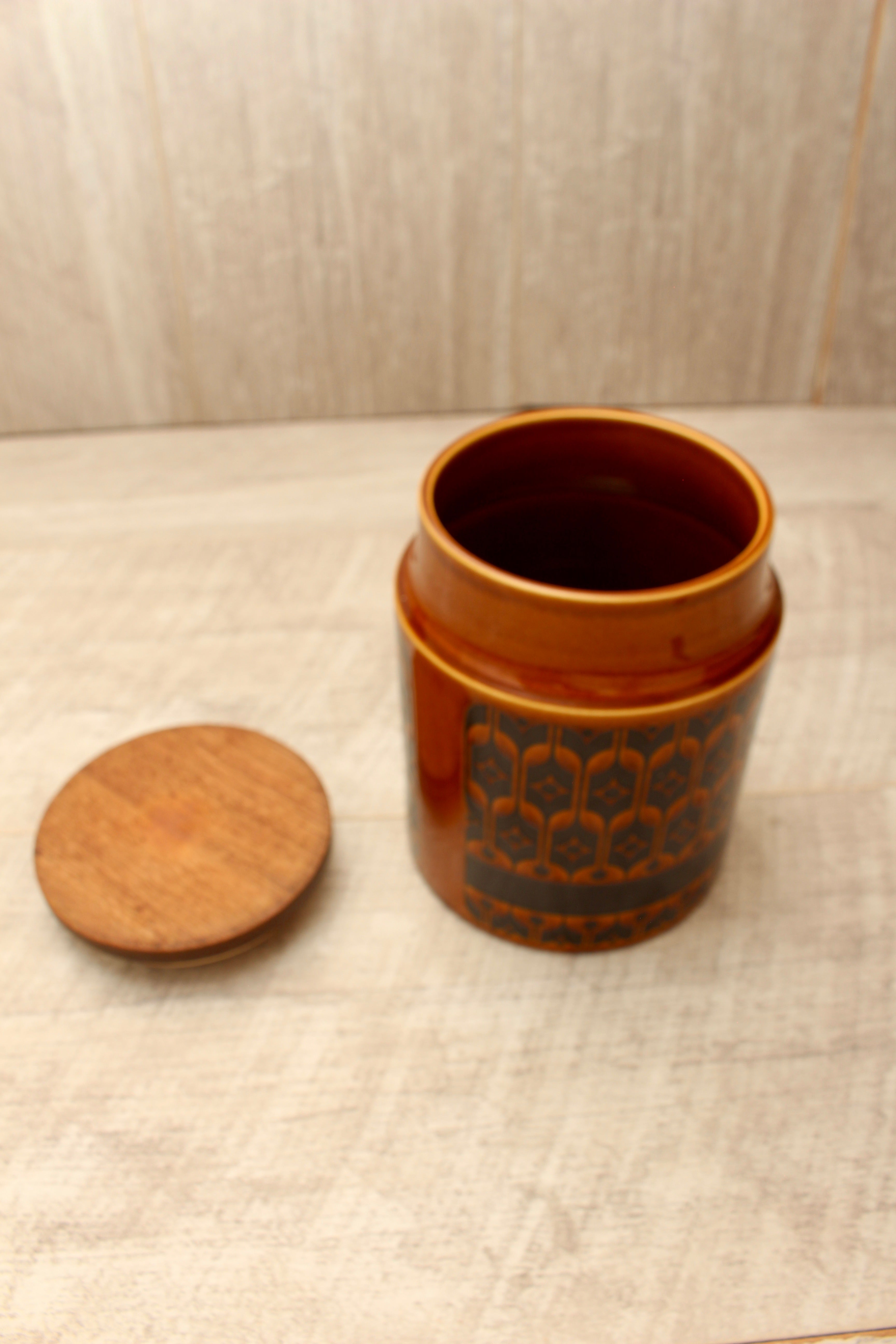 Vintage Hornsea Pottery Heirloom Autumn Brown Sugar Jar - 1973 Mid-Century Cannister
