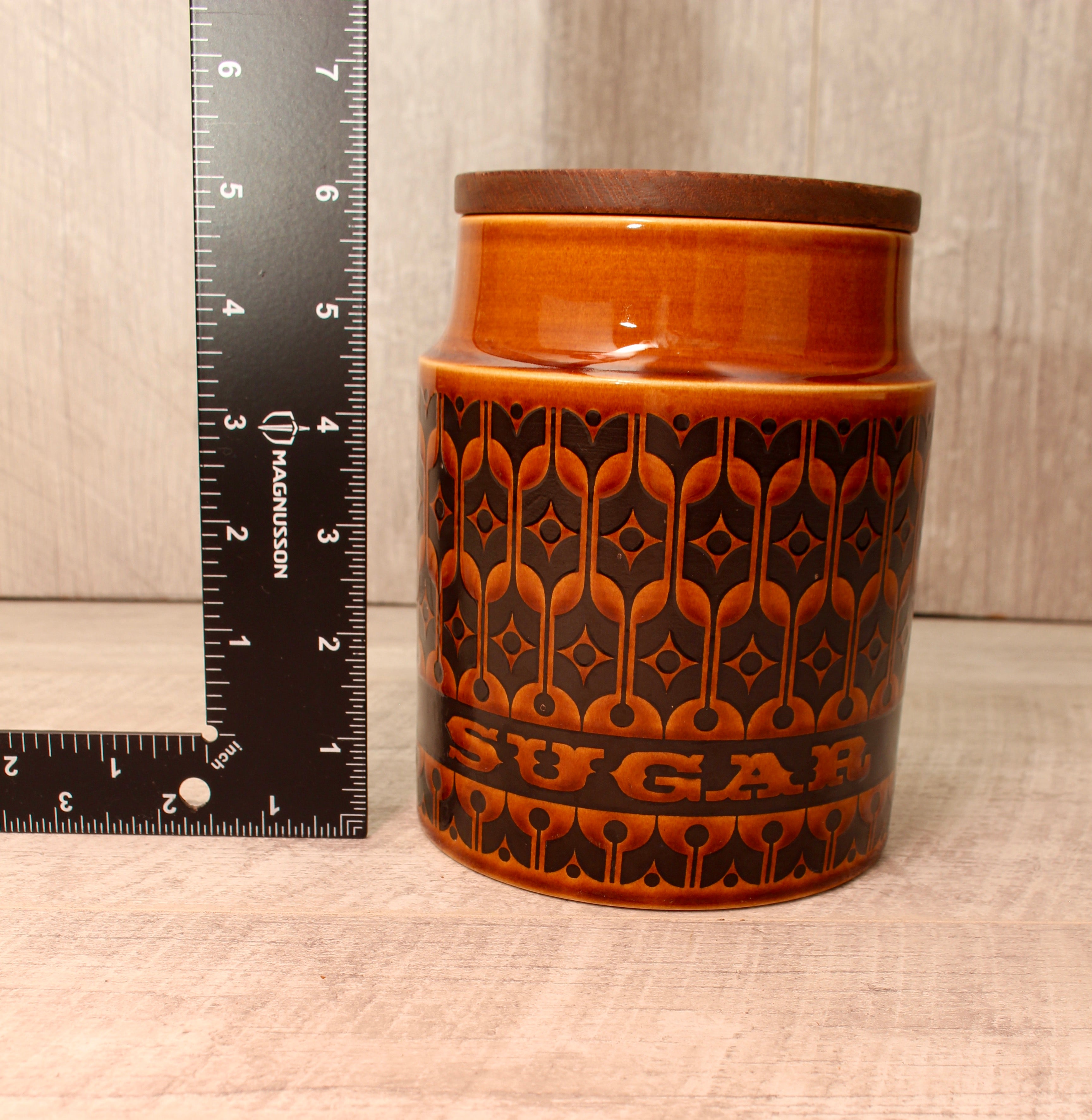 Vintage Hornsea Pottery Heirloom Autumn Brown Sugar Jar - 1973 Mid-Century Cannister