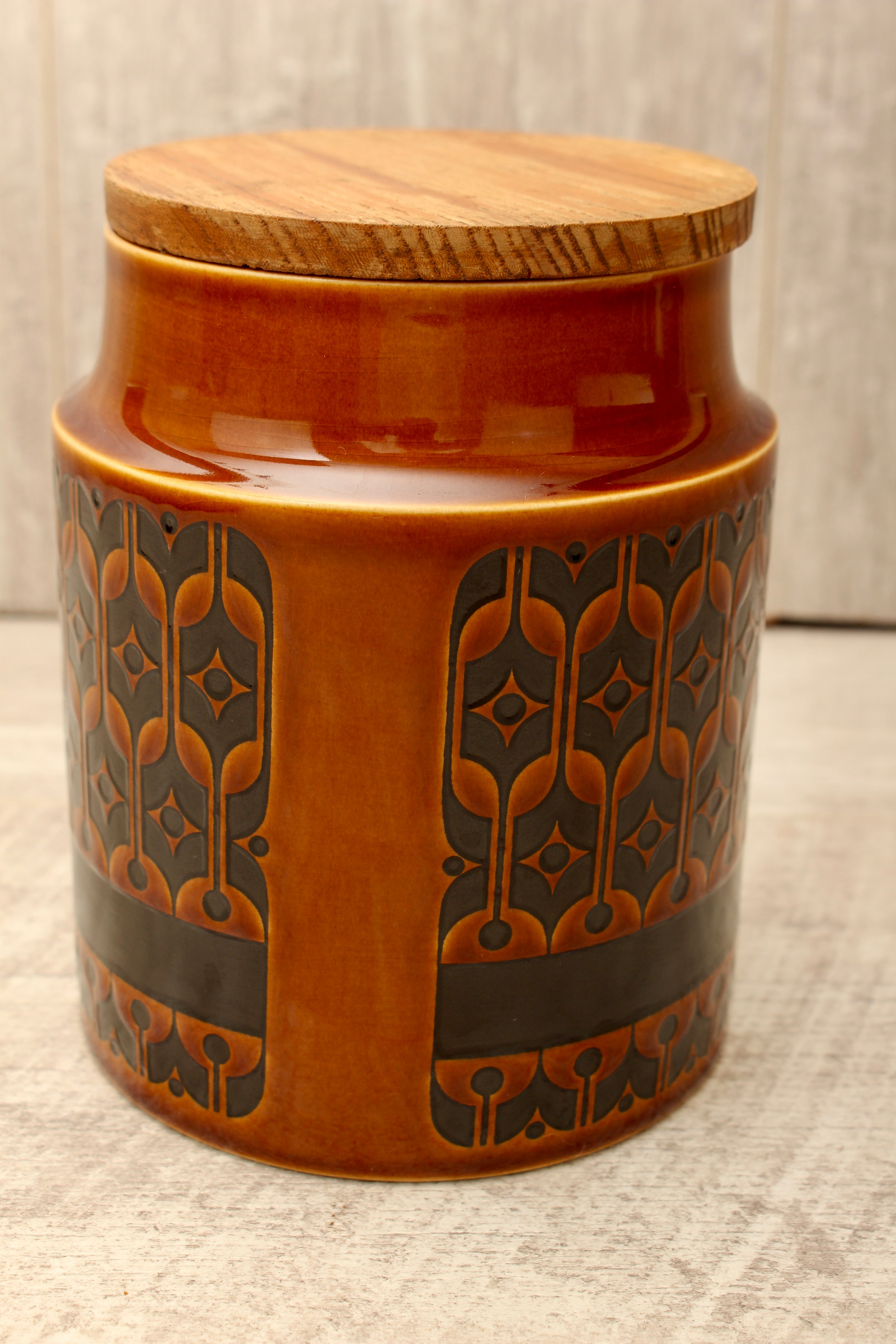 Vintage Hornsea Pottery Heirloom Autumn Brown Tea Jar - 1973 Mid-Century Canister