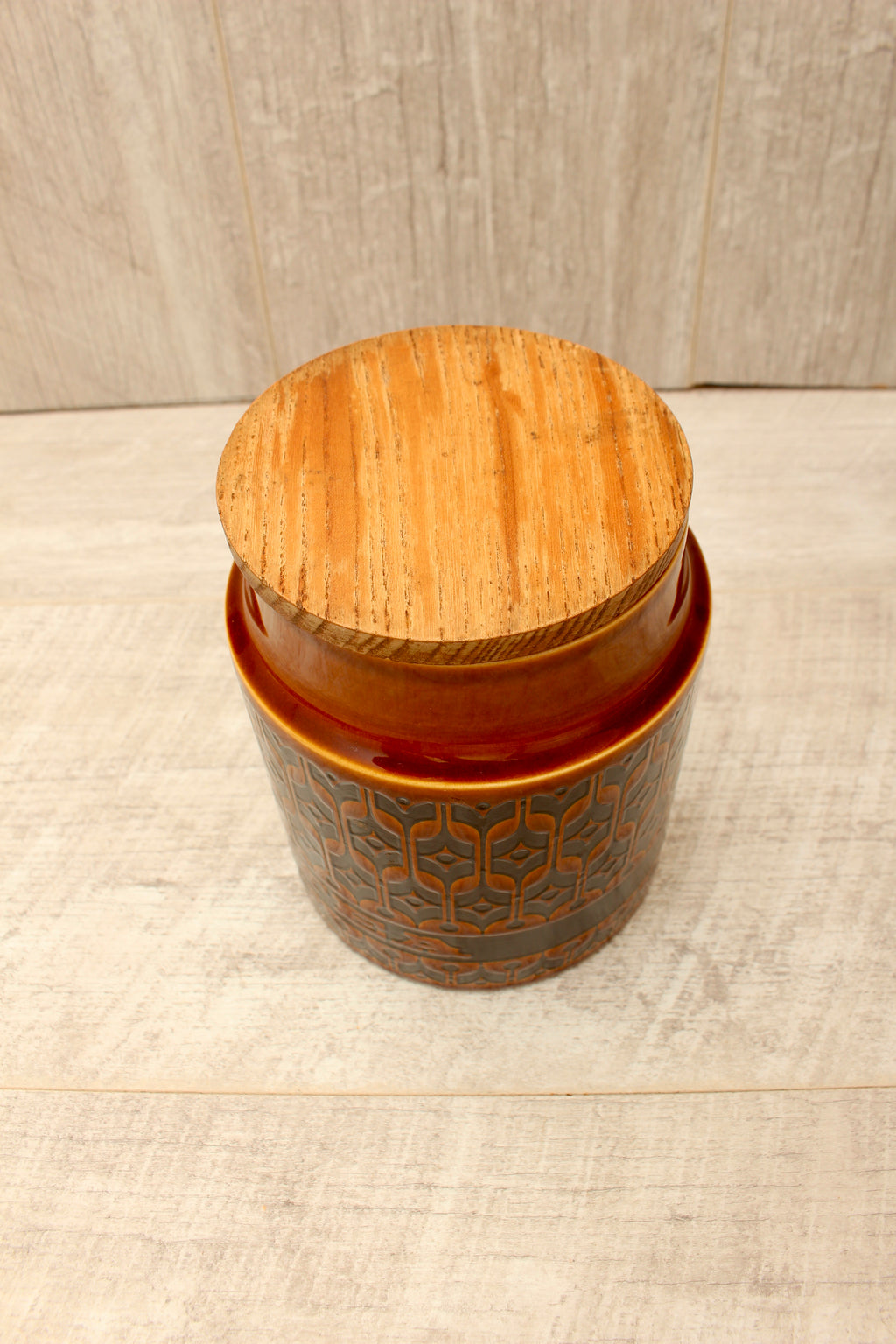 Vintage Hornsea Pottery Heirloom Autumn Brown Tea Jar - 1973 Mid-Century Canister