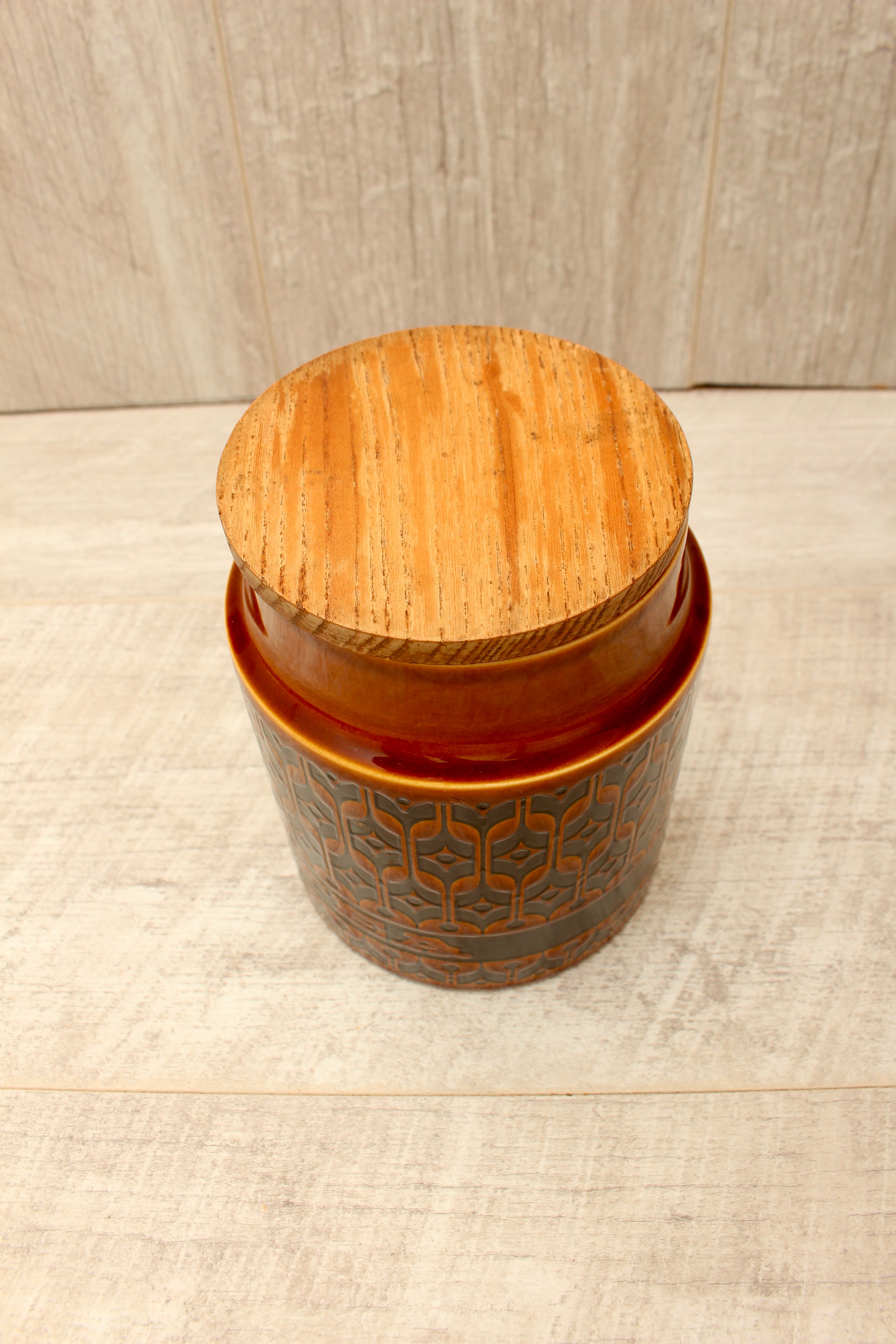 Vintage Hornsea Pottery Heirloom Autumn Brown Tea Jar - 1973 Mid-Century Canister
