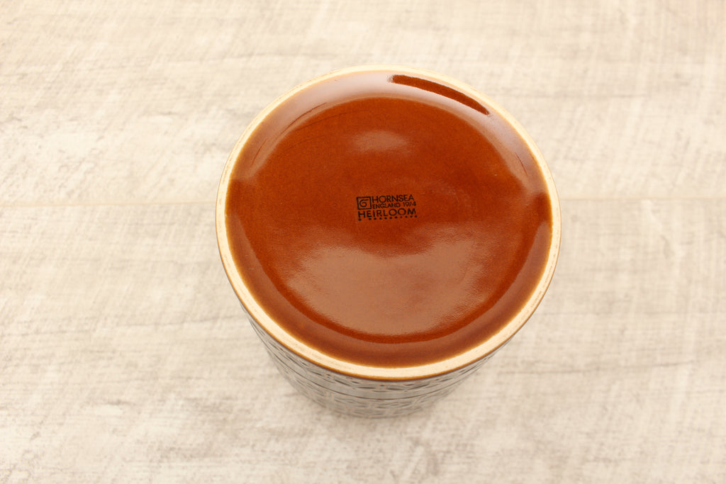Vintage Hornsea Pottery Heirloom Autumn Brown Tea Jar - 1973 Mid-Century Canister
