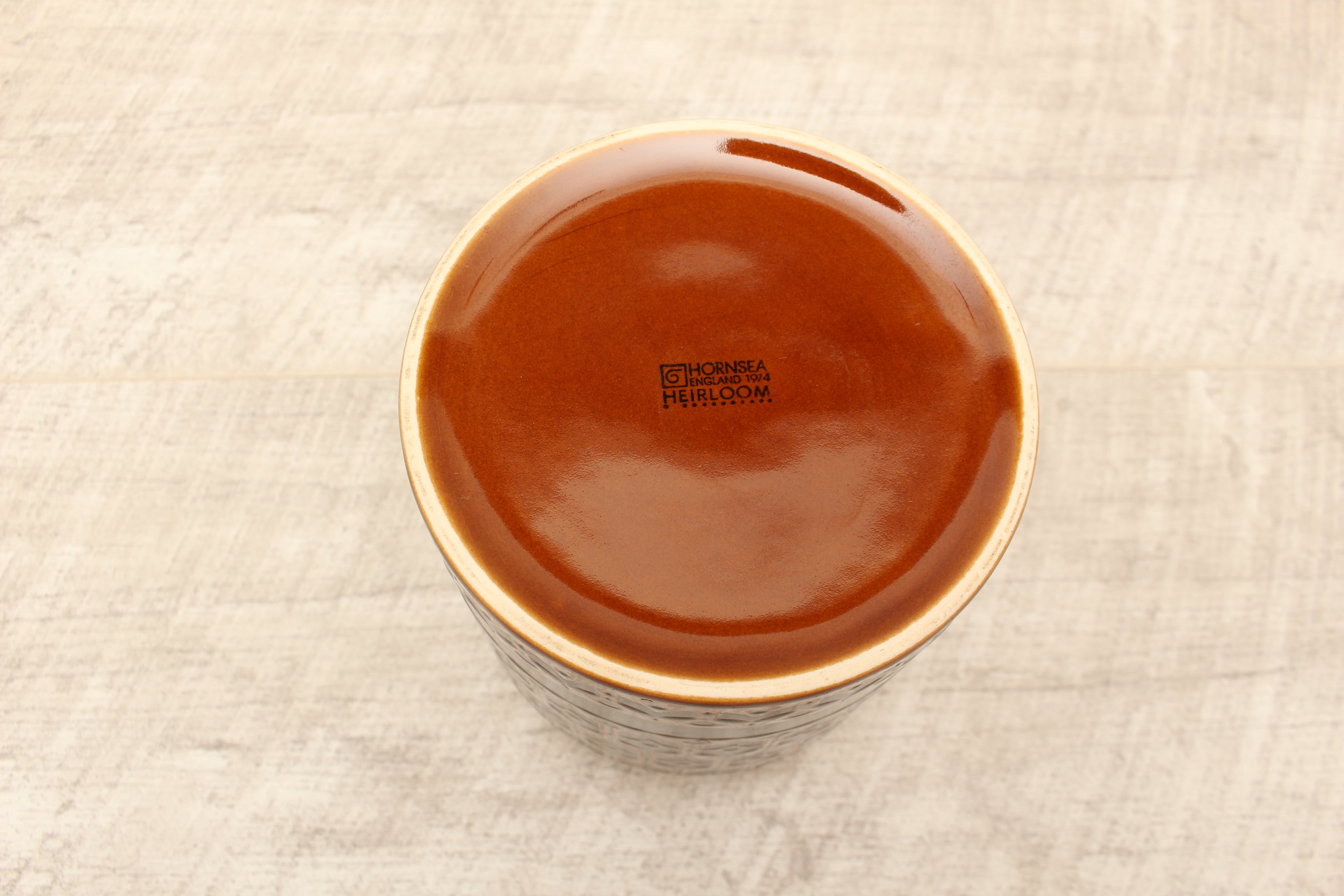Vintage Hornsea Pottery Heirloom Autumn Brown Tea Jar - 1973 Mid-Century Canister