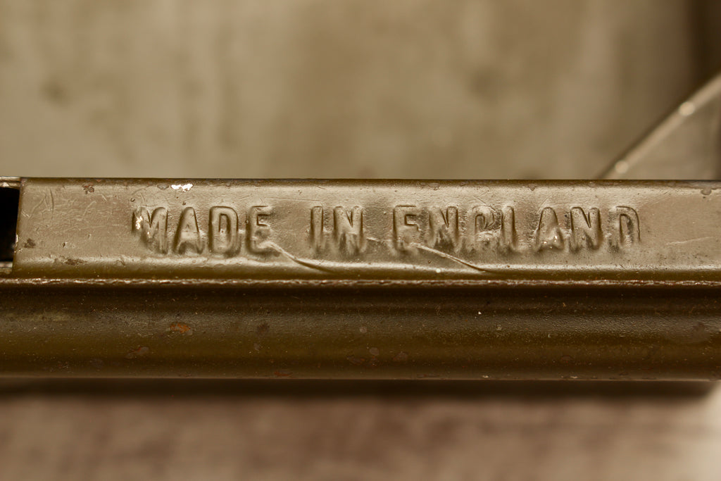 Vintage Khaki Green Metal Cash Box with Key - Made in England Industrial Document Tin