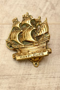 Vintage Cast Brass Mayflower Ship Door Knocker - Antique Style Maritime Hardware