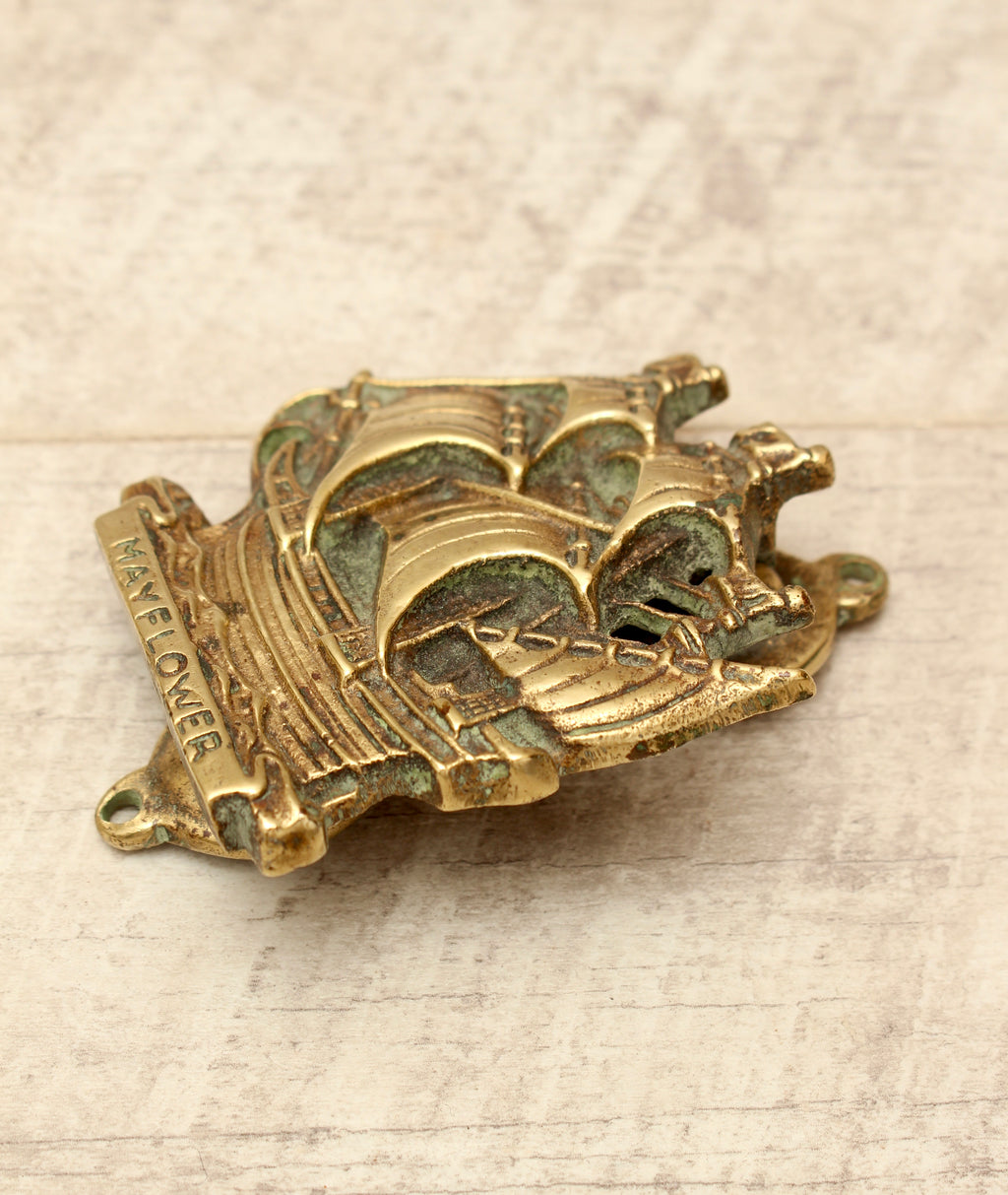 Vintage Cast Brass Mayflower Ship Door Knocker - Antique Style Maritime Hardware