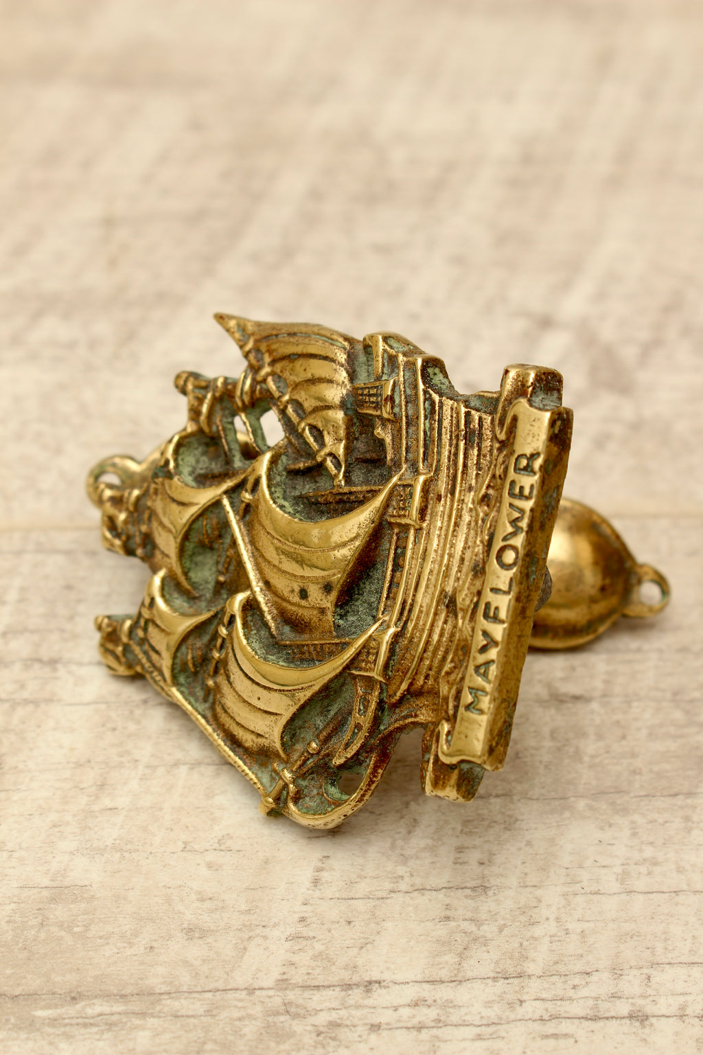Vintage Cast Brass Mayflower Ship Door Knocker - Antique Style Maritime Hardware