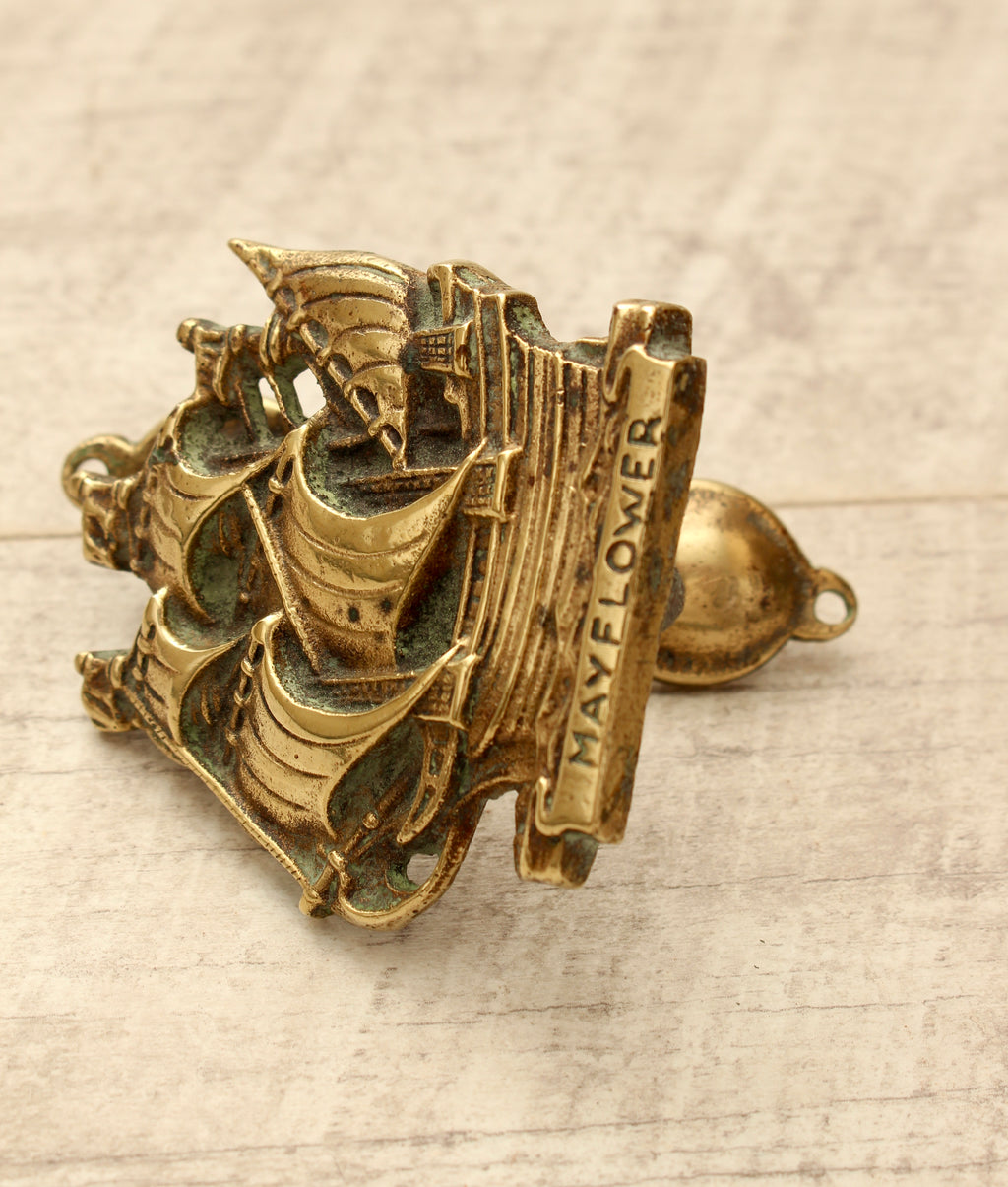 Vintage Cast Brass Mayflower Ship Door Knocker - Antique Style Maritime Hardware