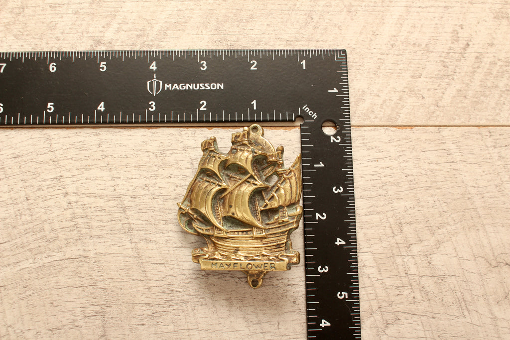 Vintage Cast Brass Mayflower Ship Door Knocker - Antique Style Maritime Hardware