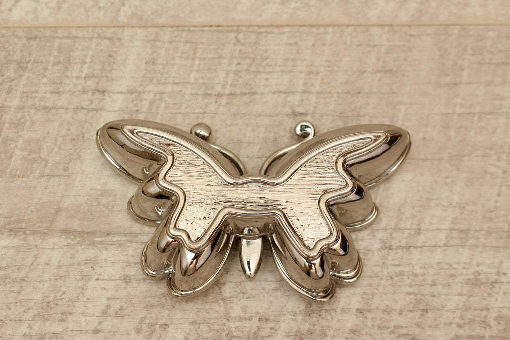 Enamelled Butterfly Trinket Box - Silver Tone Rhinestone Pill Organizer