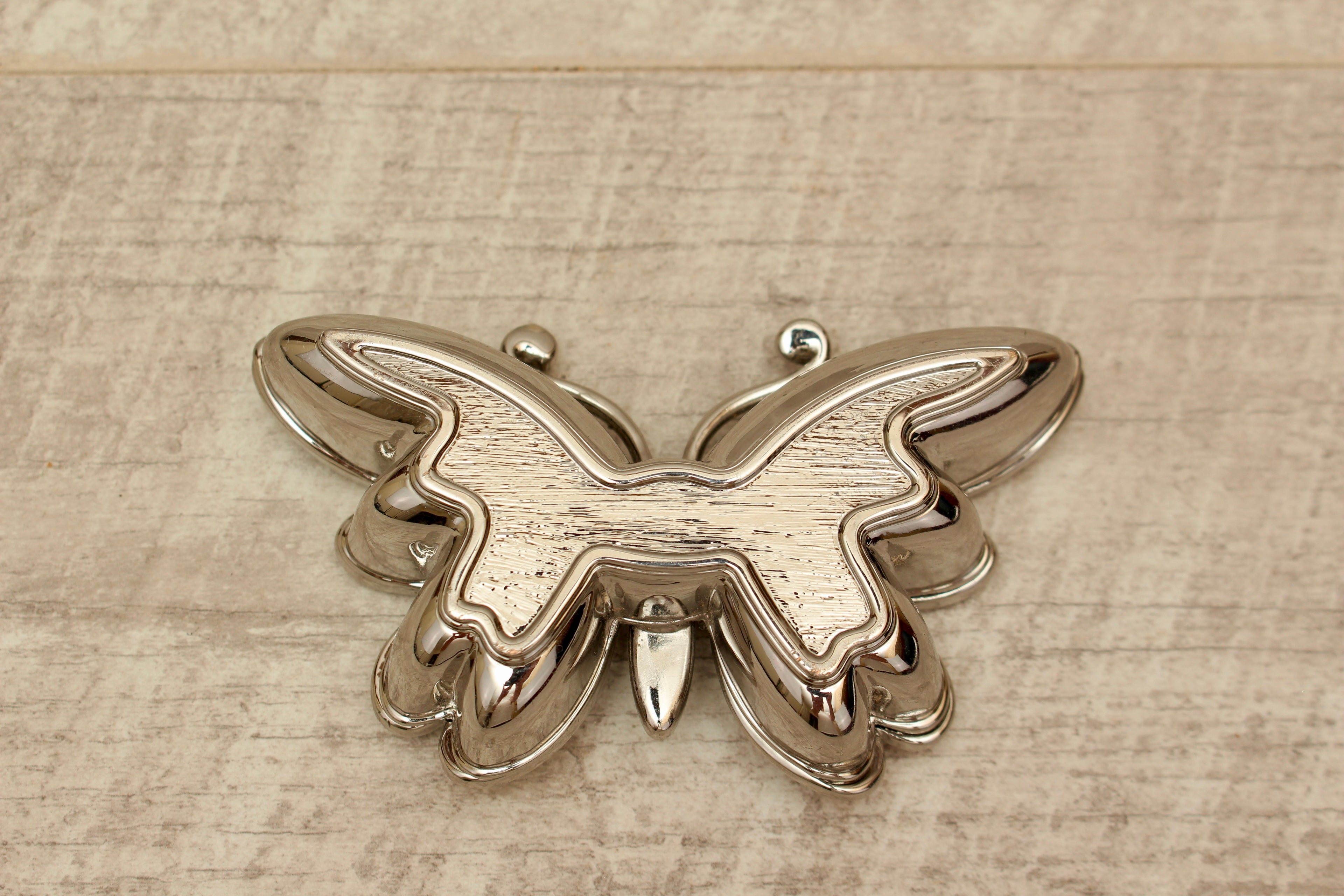 Enamelled Butterfly Trinket Box - Silver Tone Rhinestone Pill Organizer