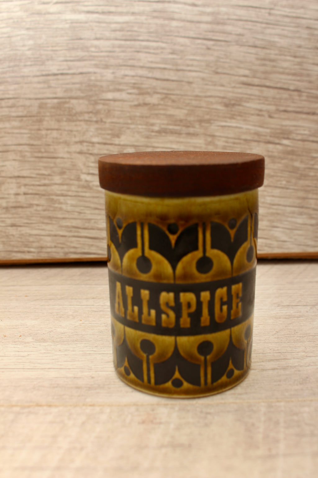 Vintage Hornsea Green Heirloom Spice Jar Allspice Replacement Pot 1970s