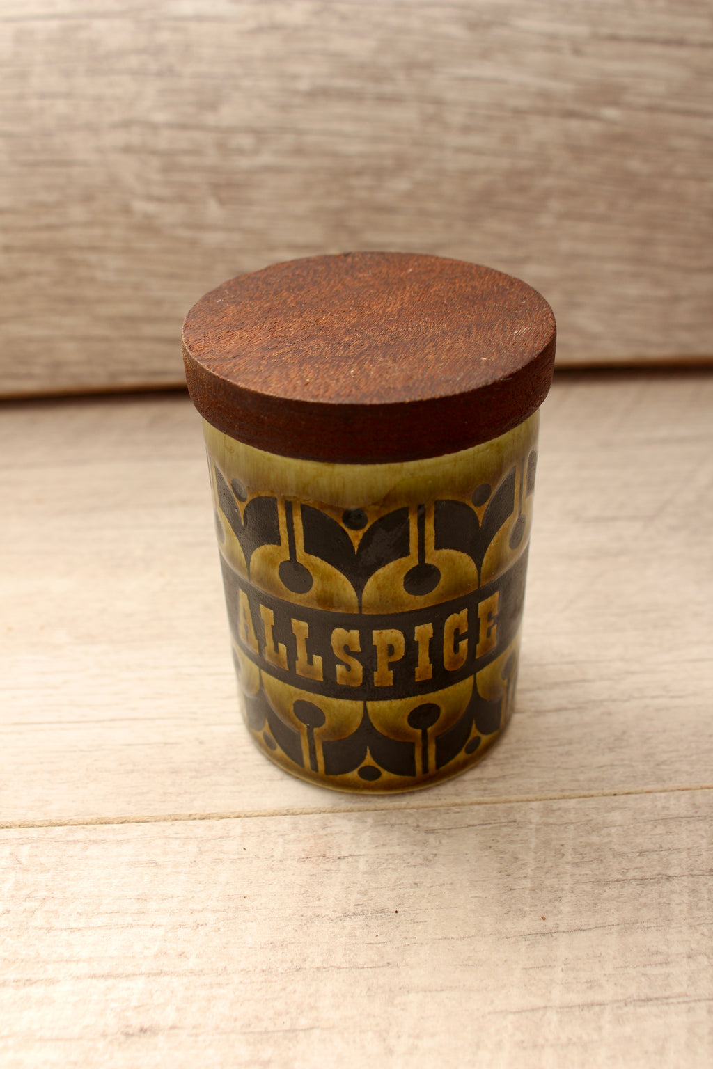 Vintage Hornsea Green Heirloom Spice Jar Allspice Replacement Pot 1970s