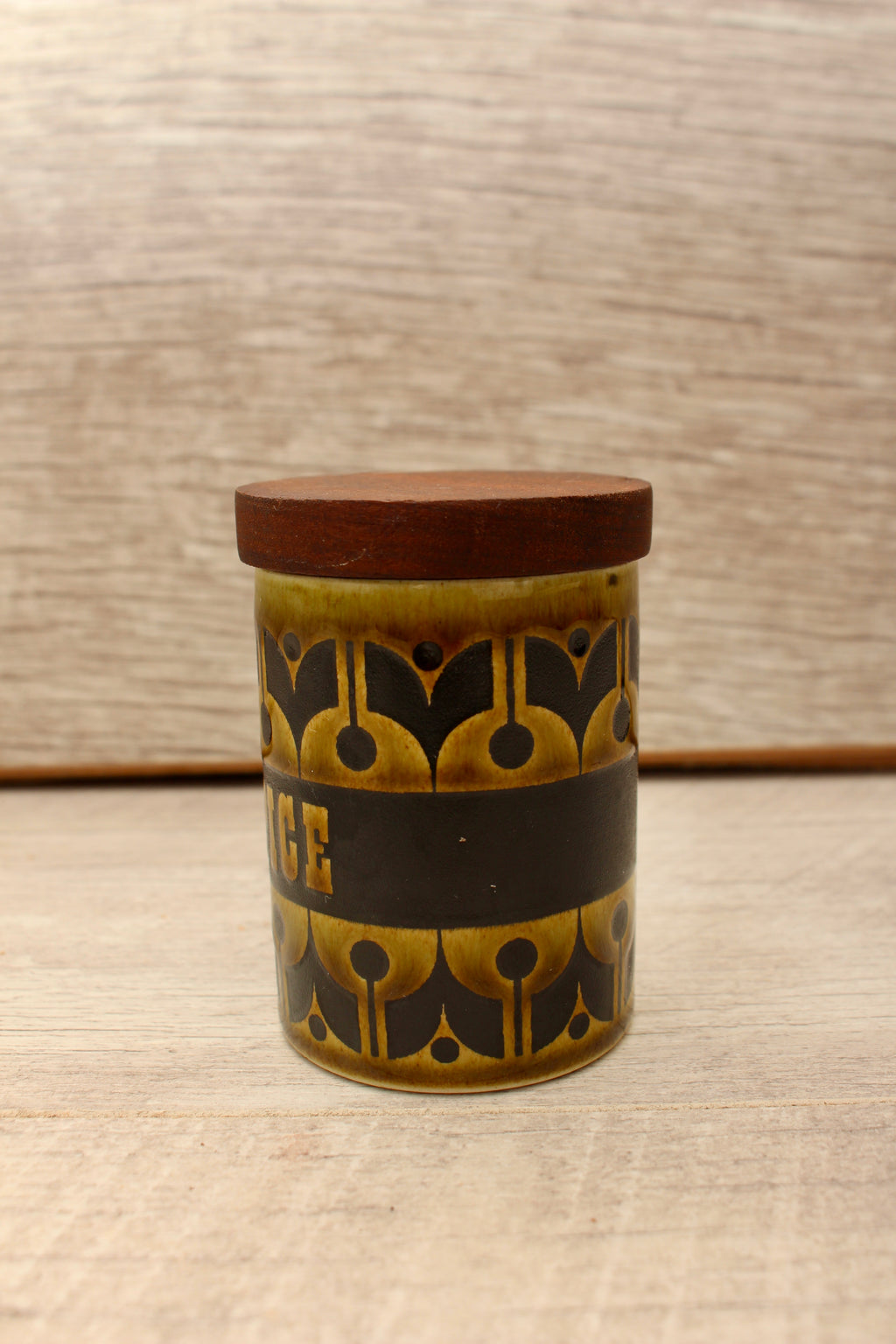 Vintage Hornsea Green Heirloom Spice Jar Allspice Replacement Pot 1970s