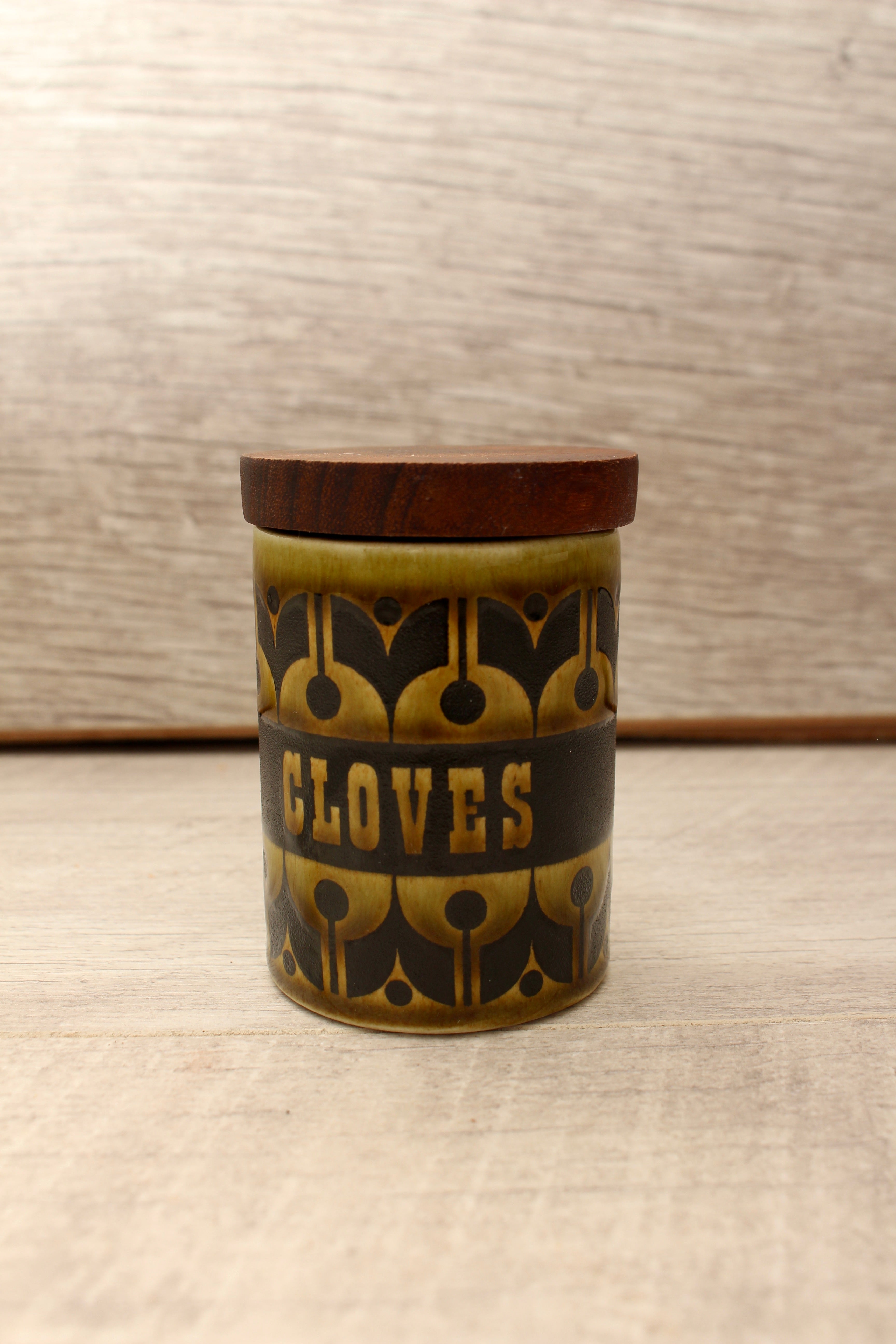 Vintage Hornsea Green Heirloom Spice Jar Cloves Replacement Pot 1970s