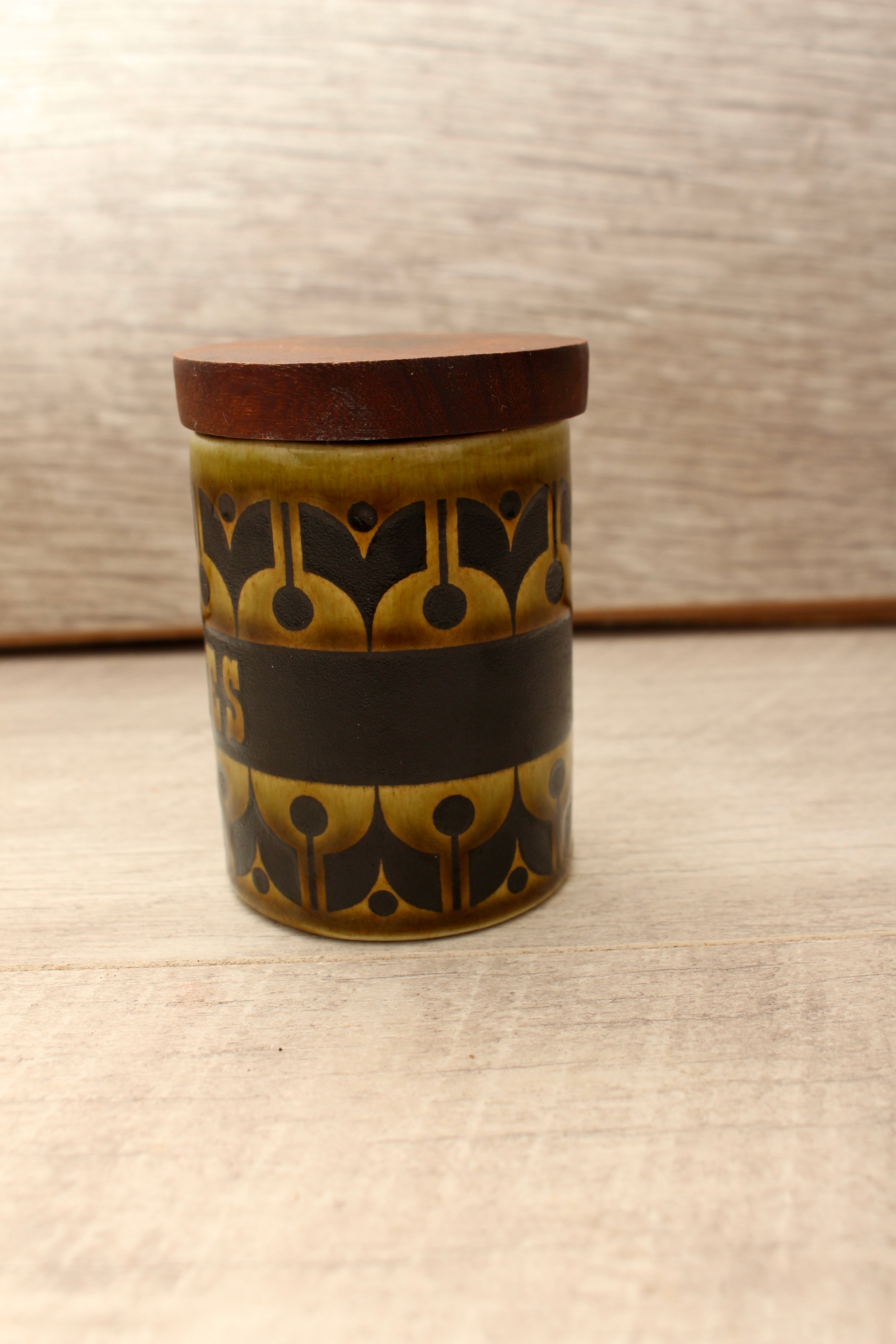 Vintage Hornsea Green Heirloom Spice Jar Cloves Replacement Pot 1970s