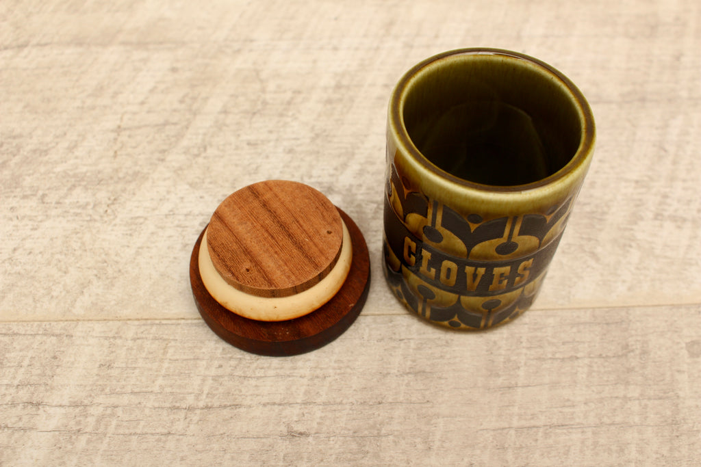 Vintage Hornsea Green Heirloom Spice Jar Cloves Replacement Pot 1970s