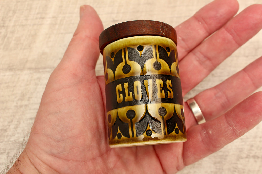 Vintage Hornsea Green Heirloom Spice Jar Cloves Replacement Pot 1970s