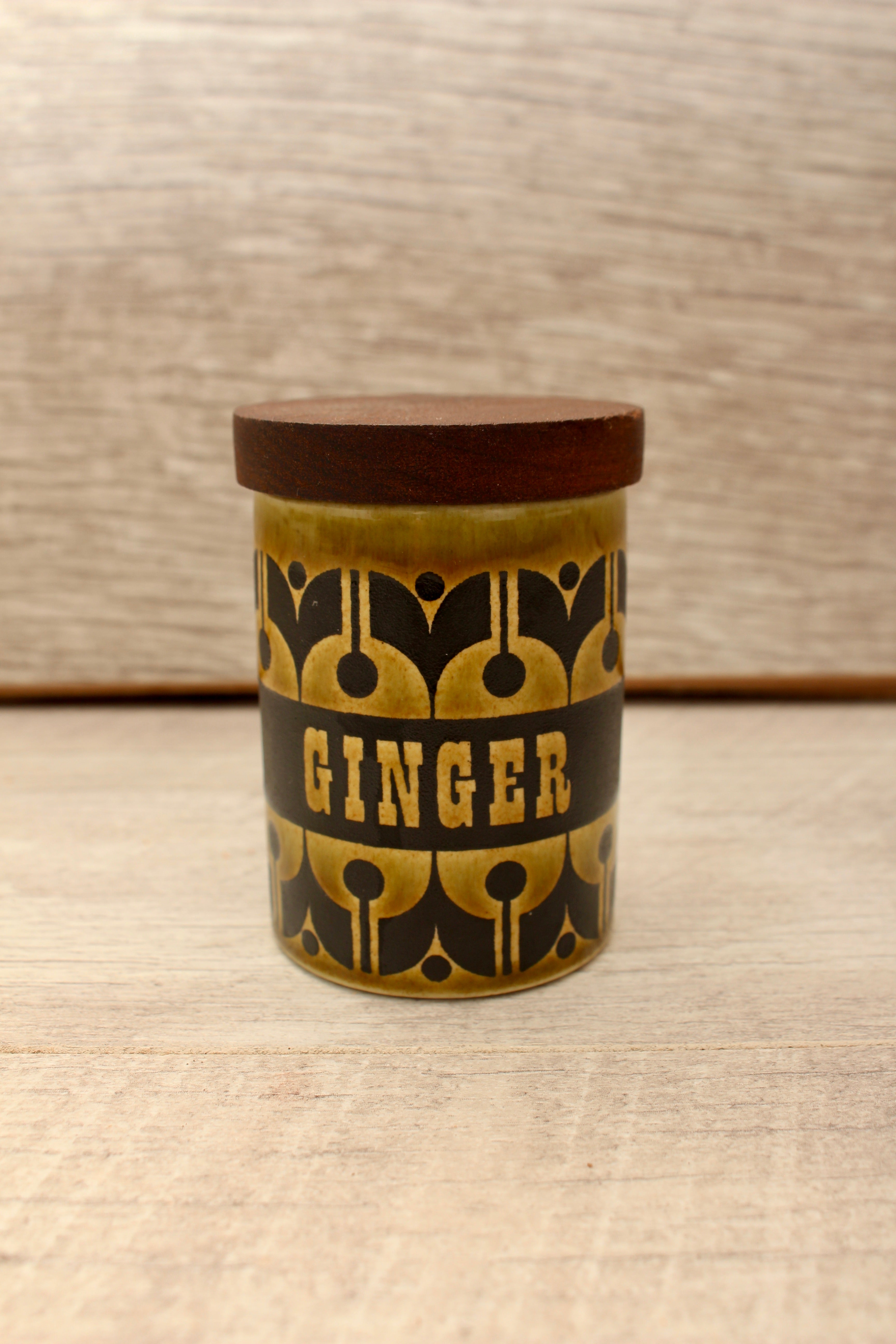 Vintage Hornsea Green Heirloom Spice Jar Ginger Replacement Pot 1970s